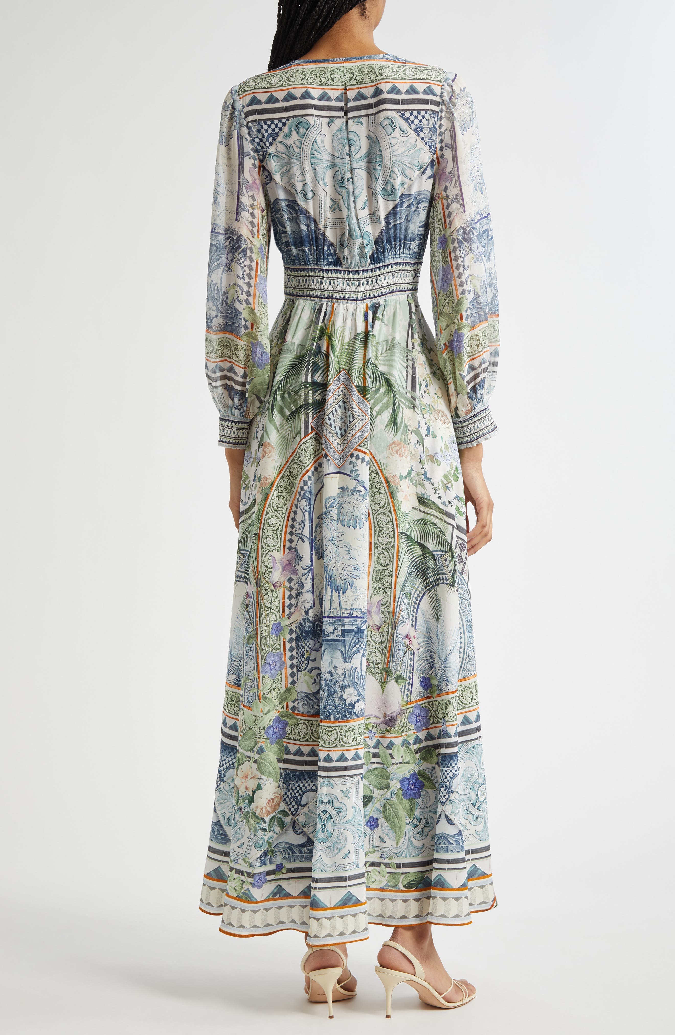 Camilla Button Front Silk Crepe Midi Dress in Jardim Party at Nordstrom - 2