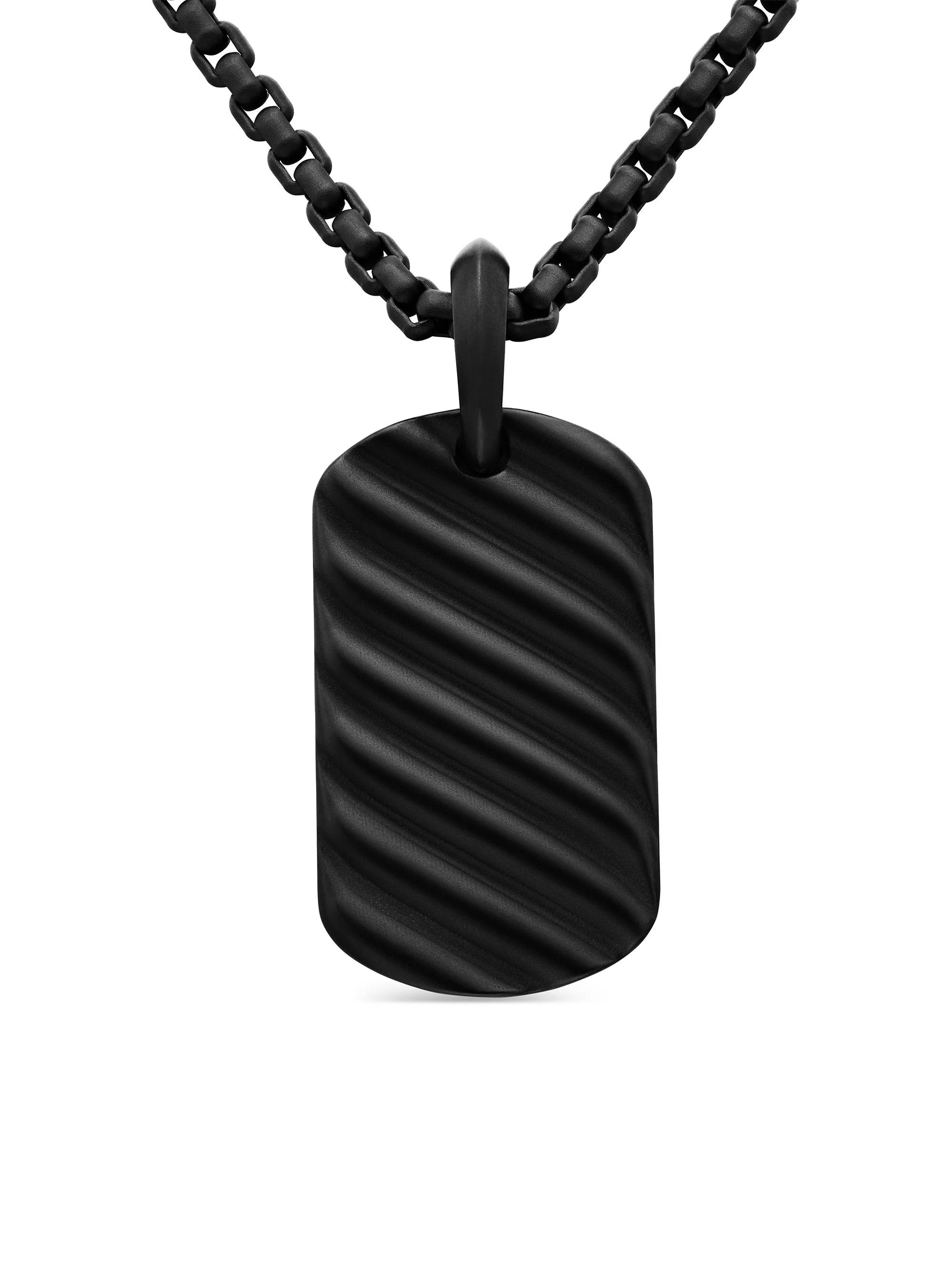 Men's Sculpted Cable Tag in Black Titanium, 27MM - Black - 1
