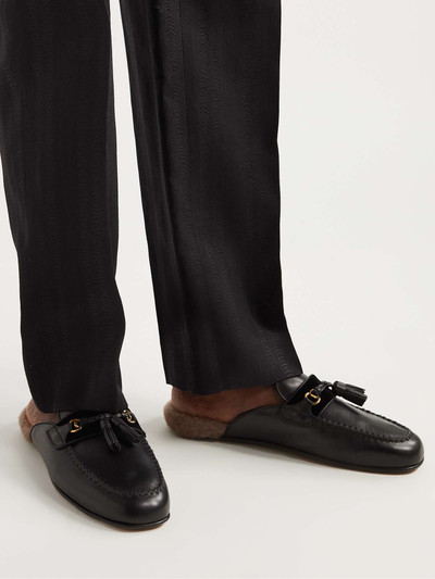 TOM FORD Stephan Shearling-Lined Leather Tasselled Backless Loafers outlook