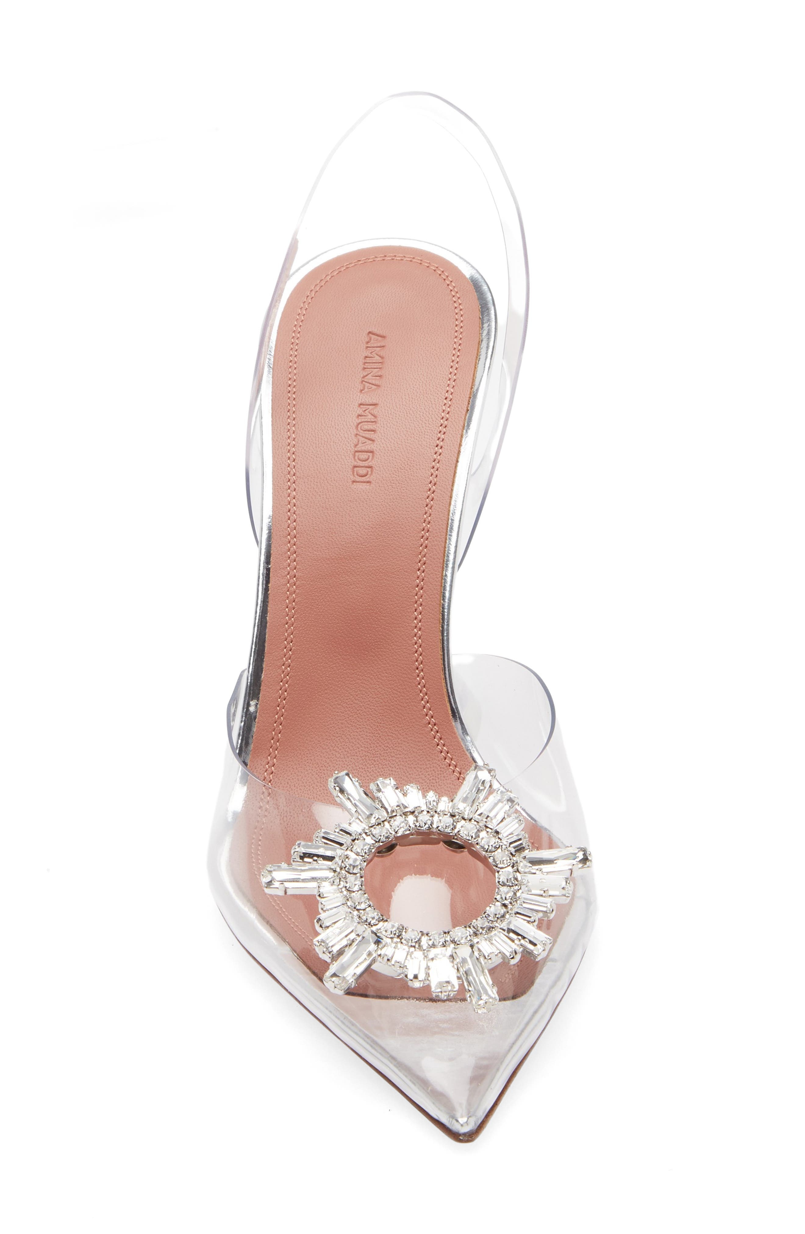 Amina Muaddi Begum Transparent Pointed Toe Slingback Pump in Pvc Transparent at Nordstrom - 4