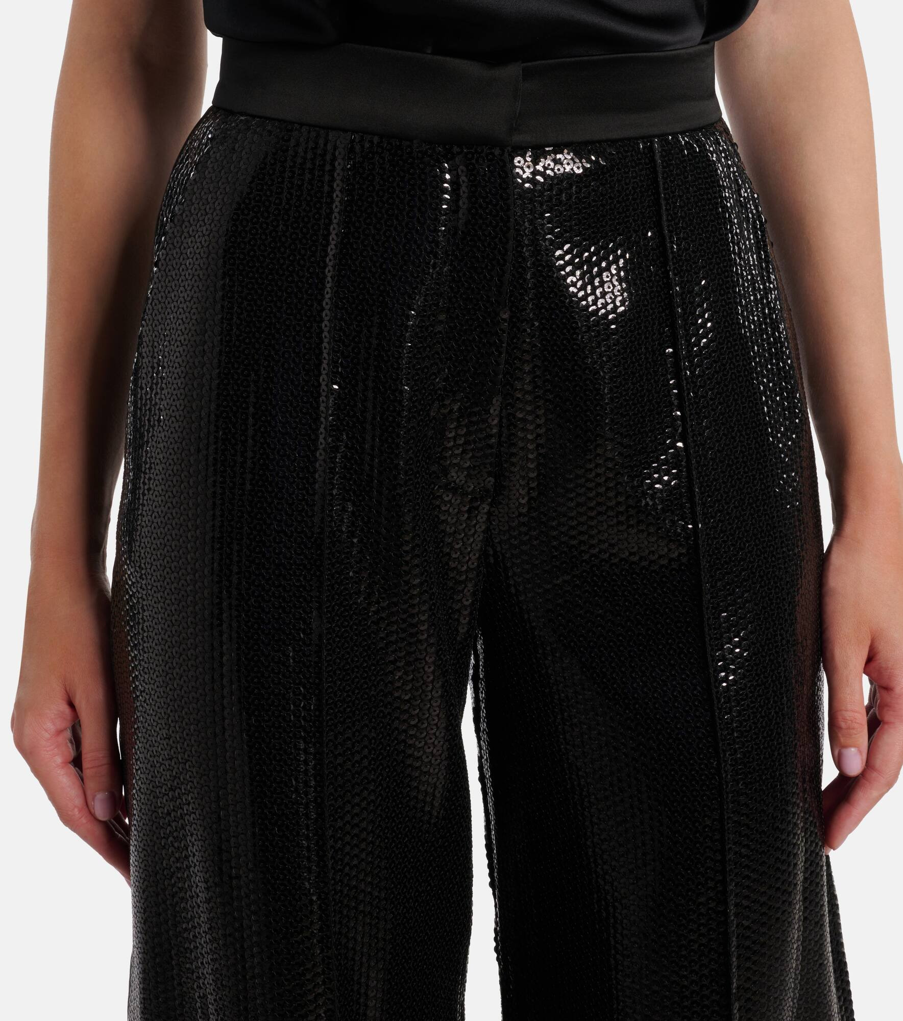 Sequined satin wide-leg pants - 4