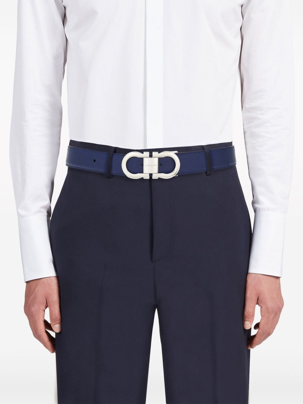 Gancini-buckle leather belt - 3