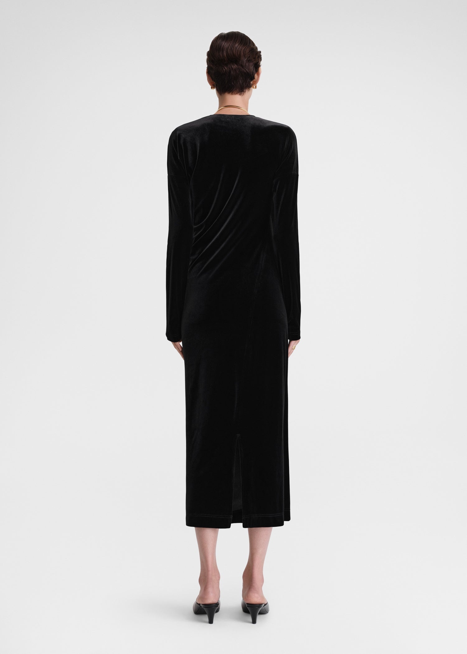 Twisted velvet dress black - 4