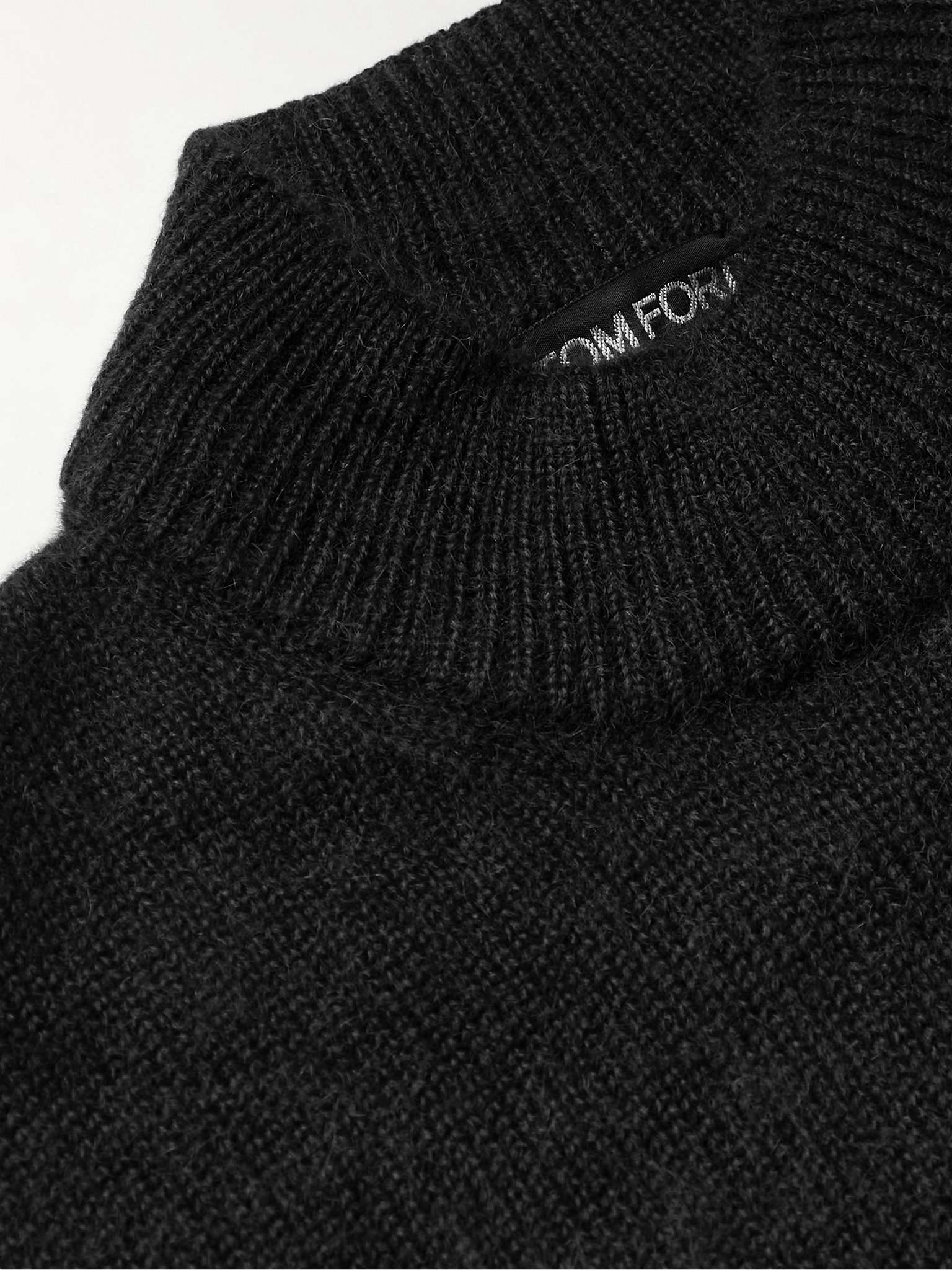 Slim-Fit Brushed Cashmere, Mohair and Silk-Blend Mock-Neck Sweater - 5