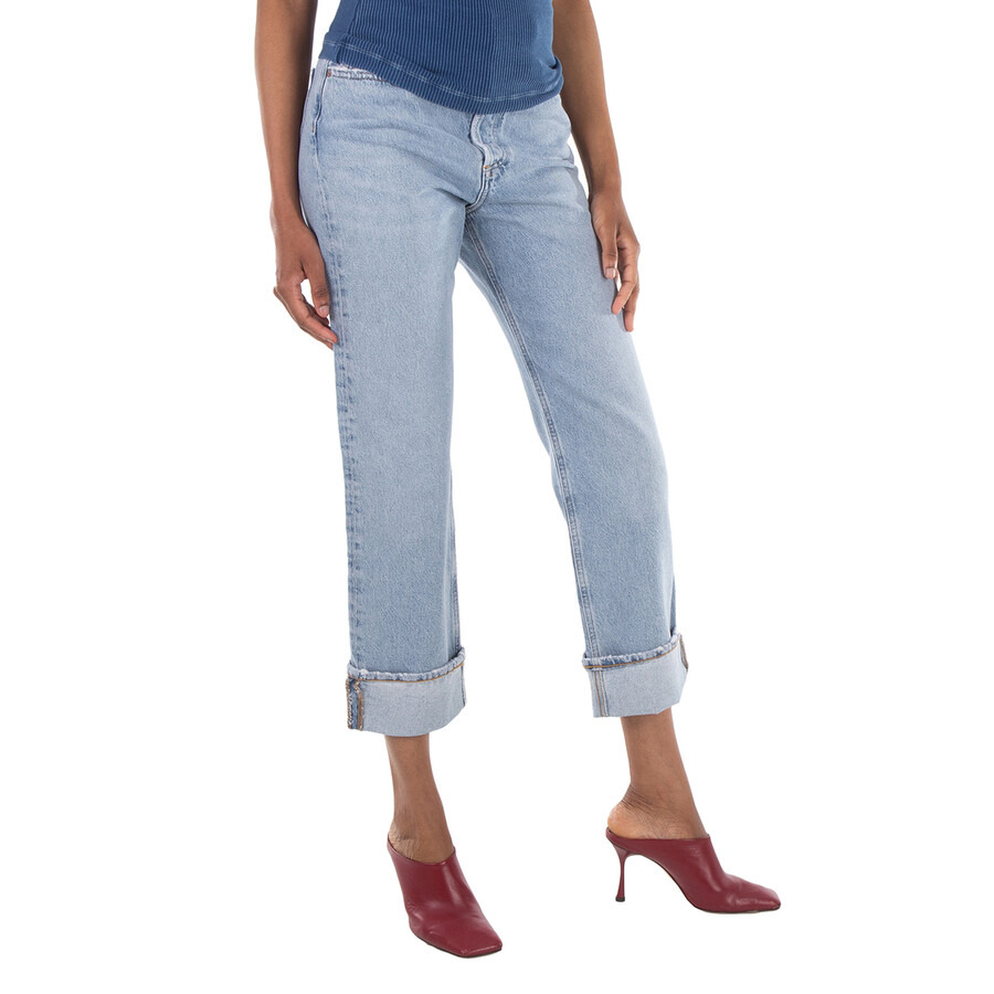 Agolde Ladies Force/Vint Marbled Fran Low Slung Straight Jeans - 4
