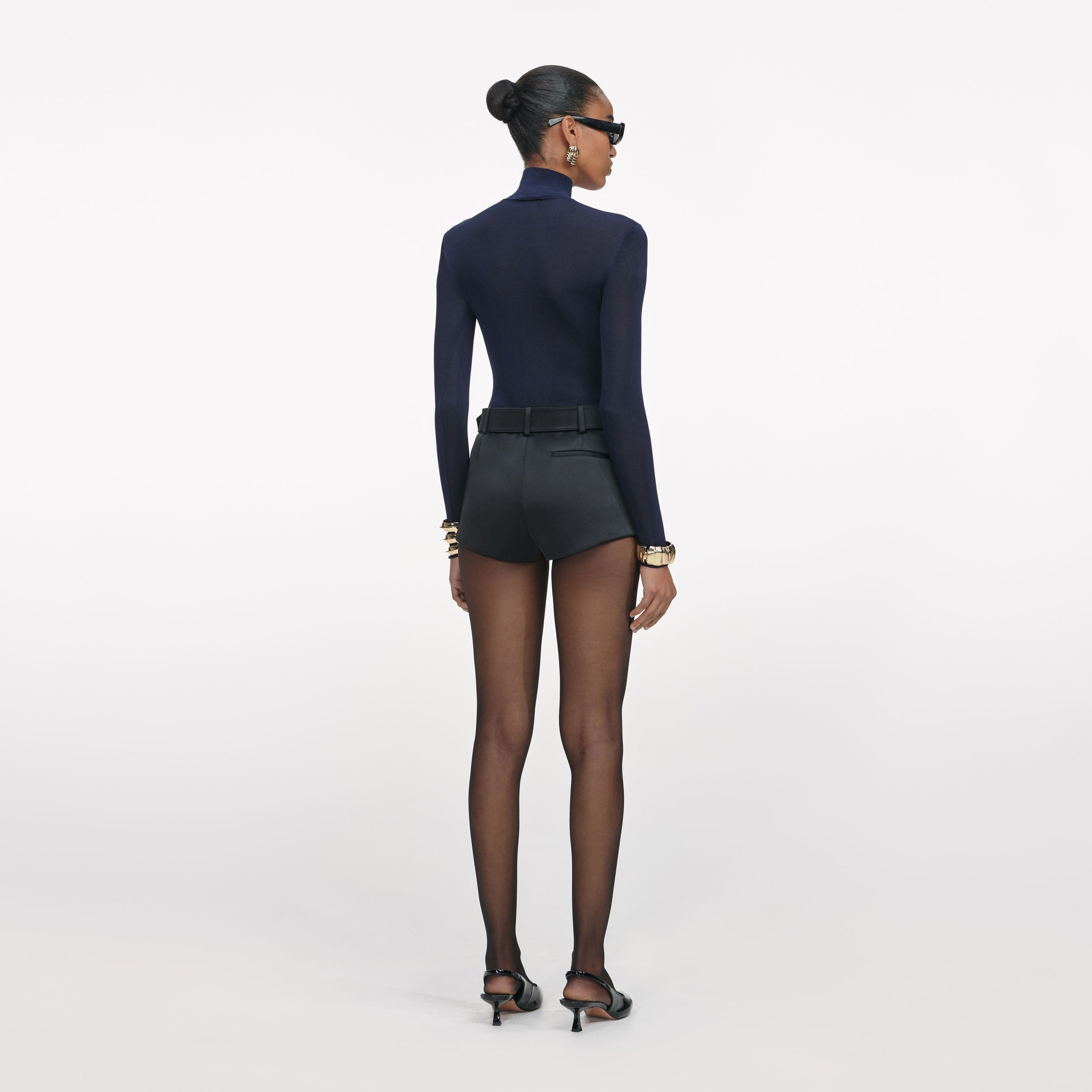 Navy Viscose Knit Top - 3