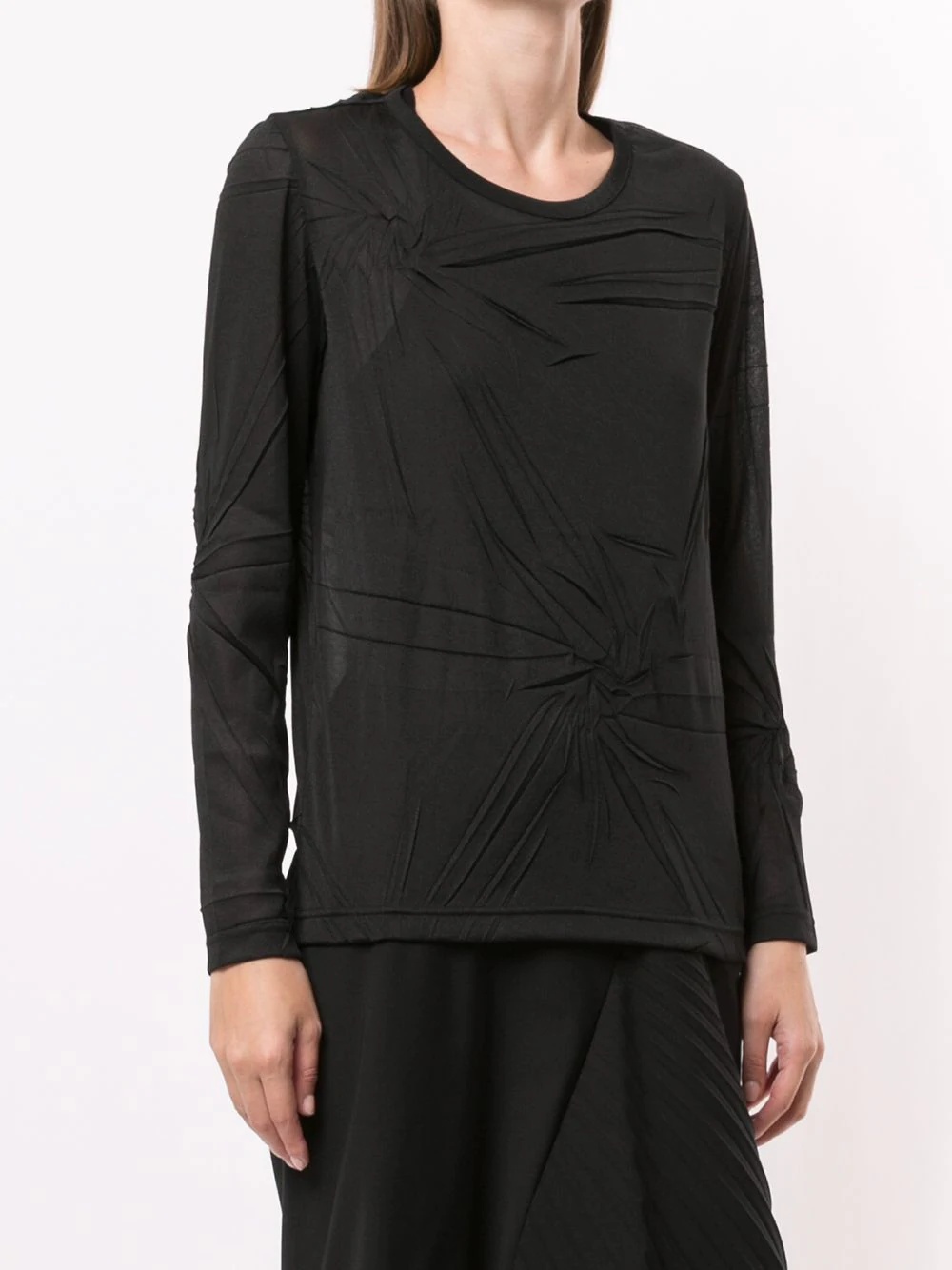 sheer ruched long-sleeved top - 3