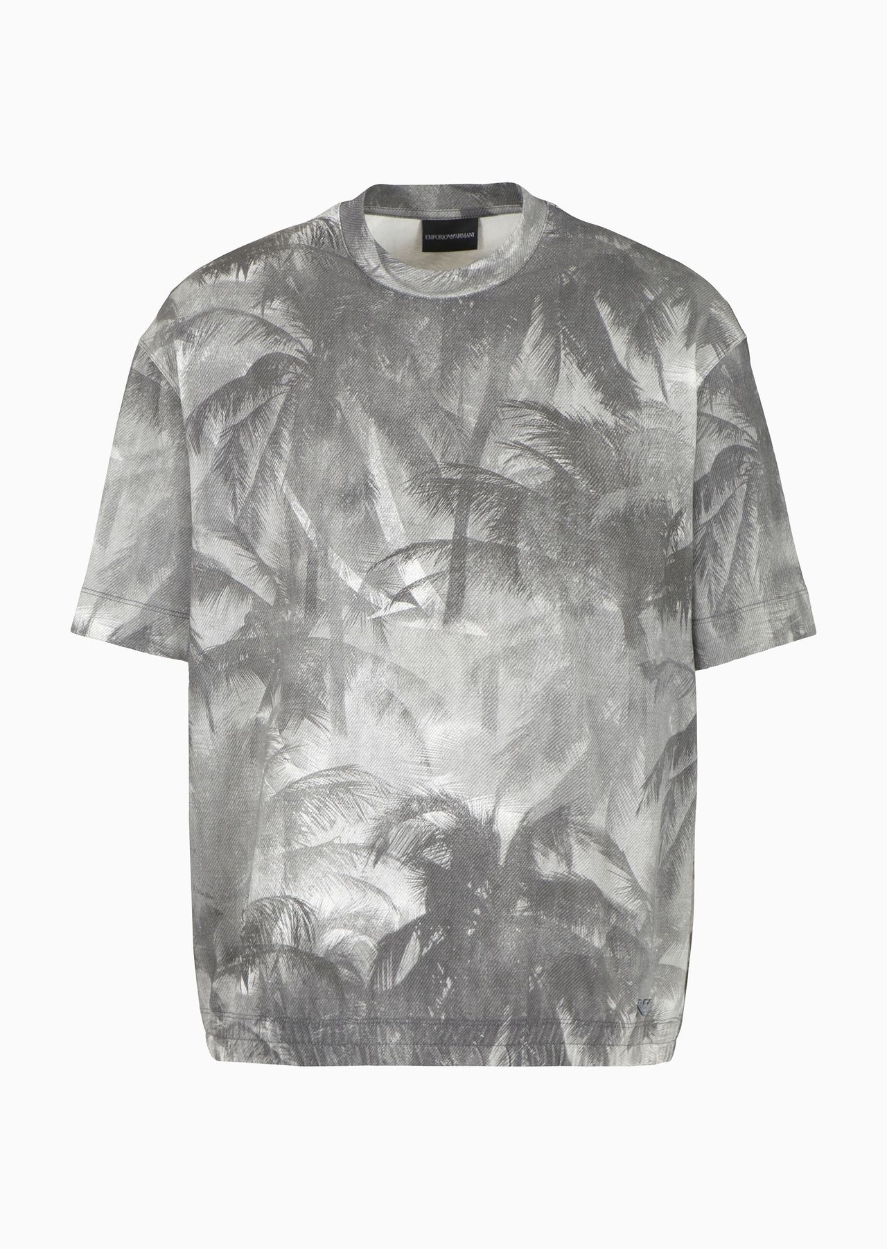 Oversized jersey T-shirt with all-over print and elasticated hem - 1