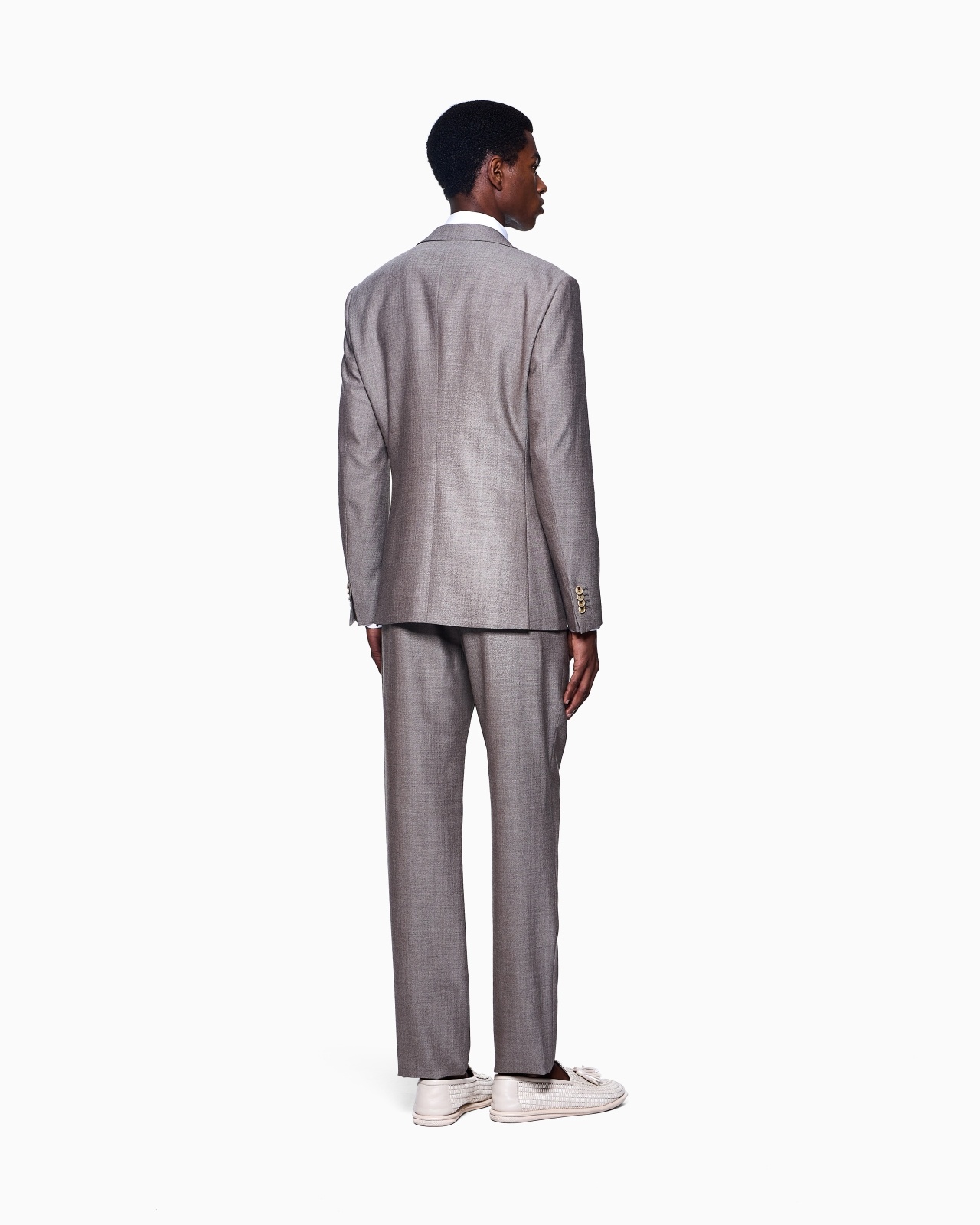 SINGLE-BREASTED SOHO LINE SUIT IN TWO-TONE ARMURE WOOL - 3