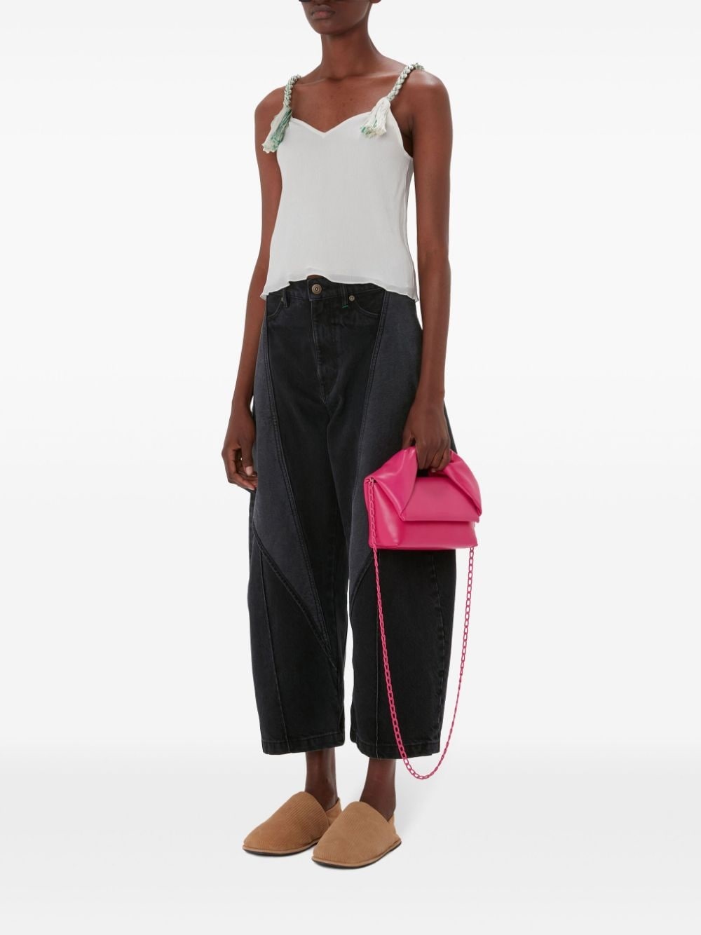 tassel-strap V-neck top - 2