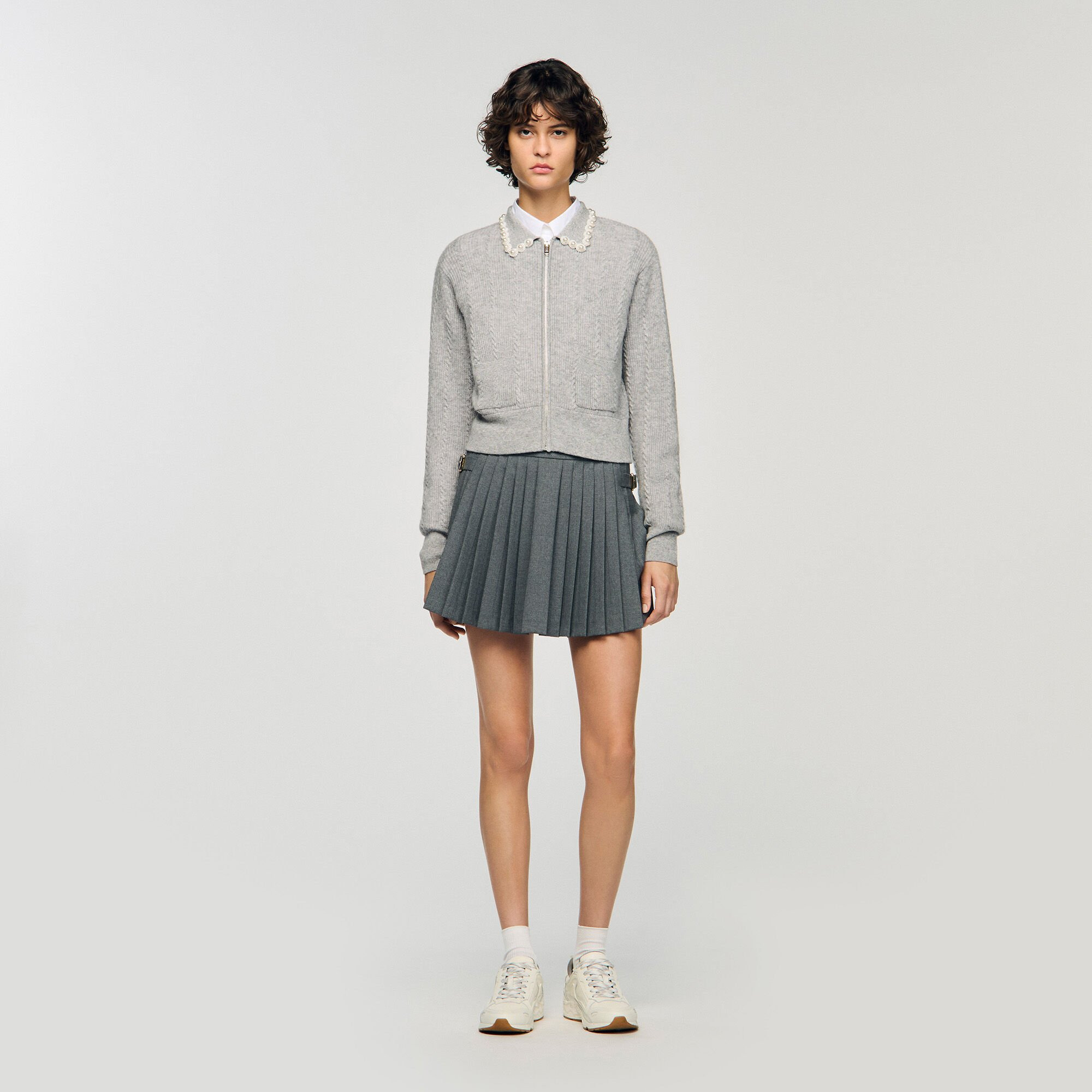 CARDIGAN WITH BEADED COLLAR - 2