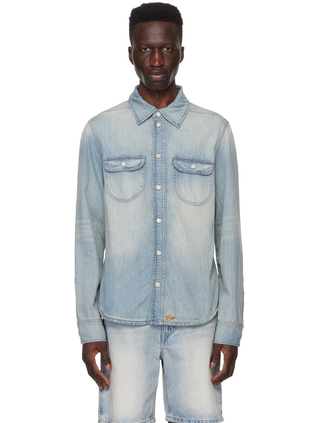 Blue Western Denim Shirt - 1
