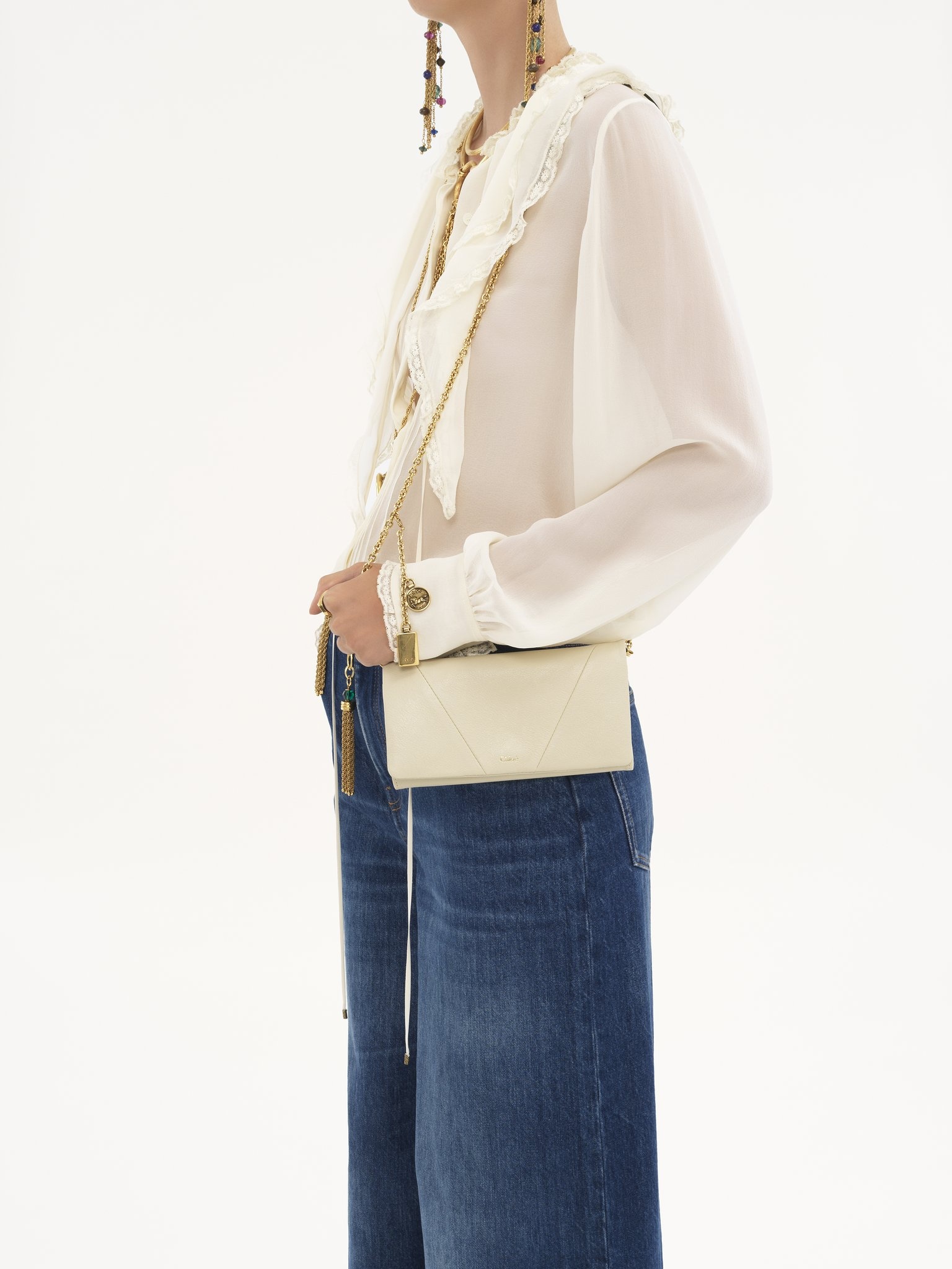 CHLOÉ SPIN FLAP WALLET ON CHAIN IN GRAINED LEATHER - 6