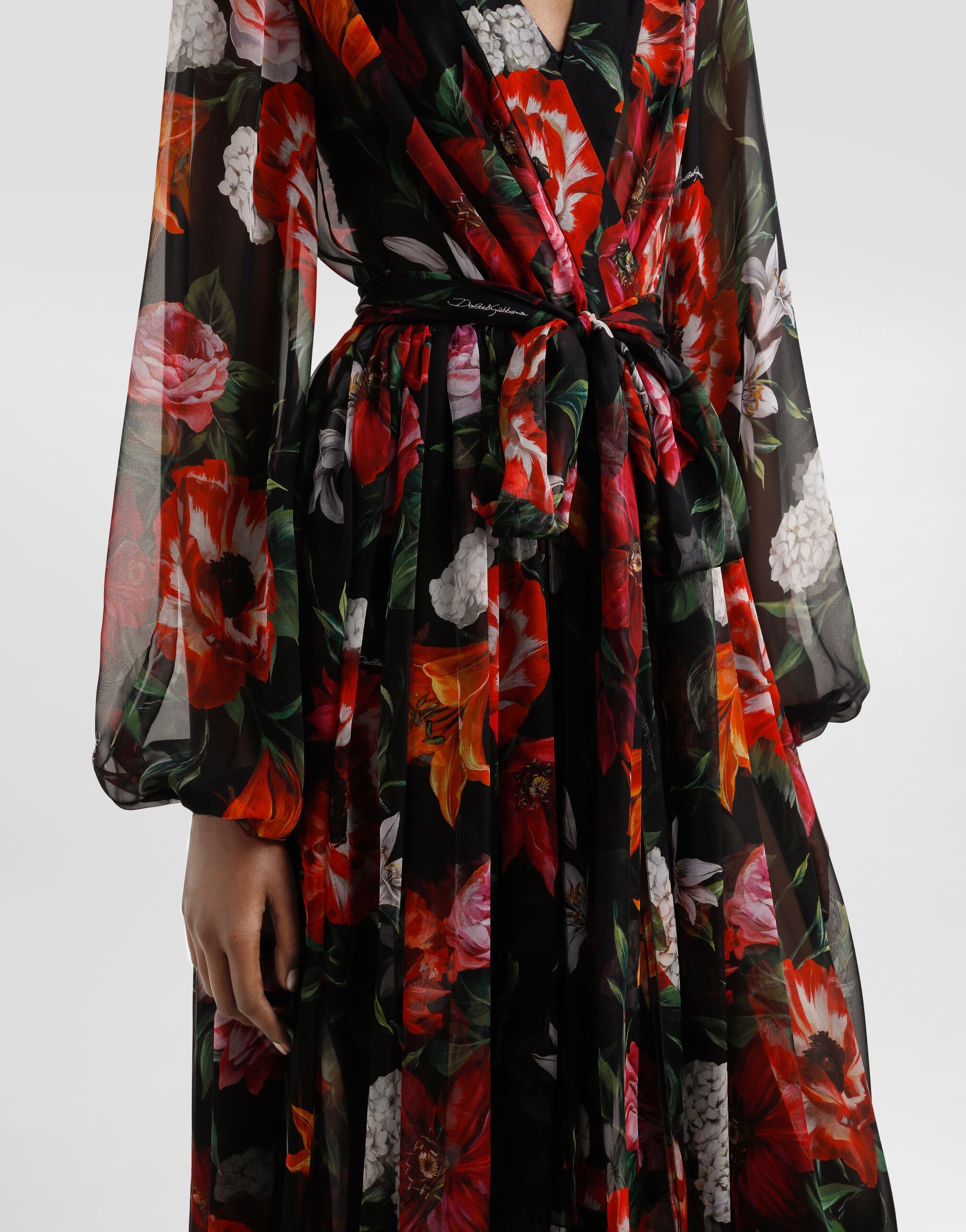 Flower-print chiffon dress - 4