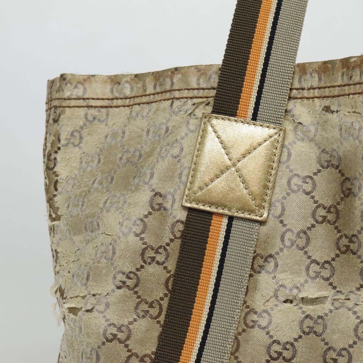 GUCCI GG Canvas Sherry Line Tote Bag Coated Canvas Gold Orange - 6