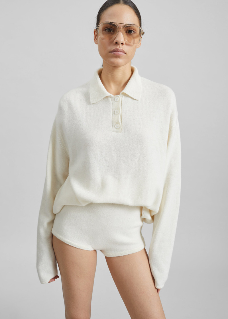 Bresica Knit Polo Sweater - Ivory 5