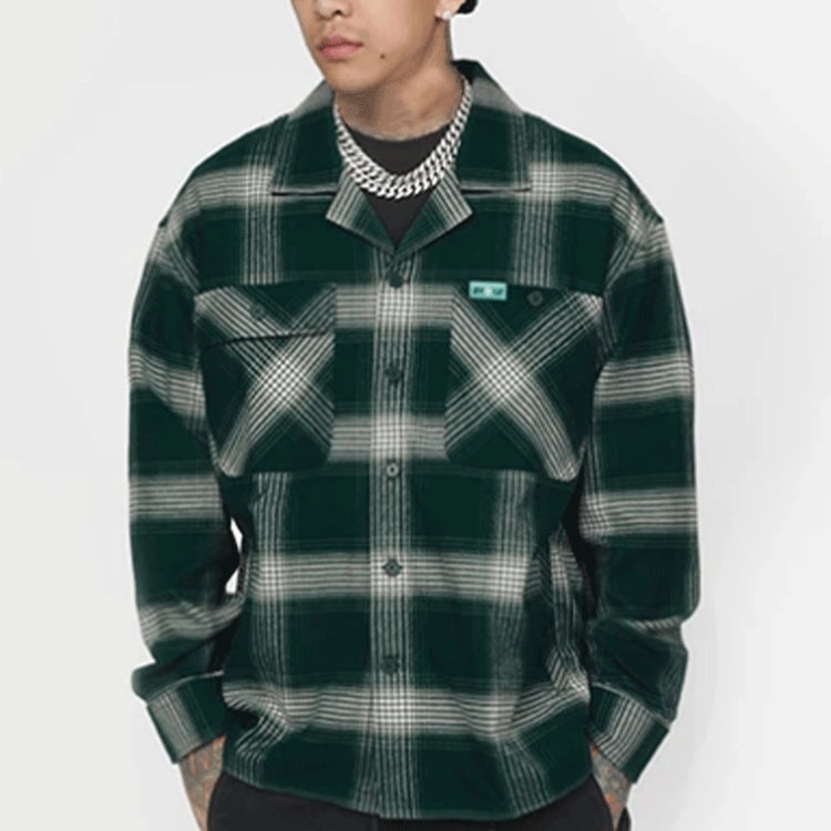 Li-Ning BADFIVE Sports Basketball Series Plaid Loose Casual Long Sleeves Shirt 'Dark Green' ASHR195- - 4