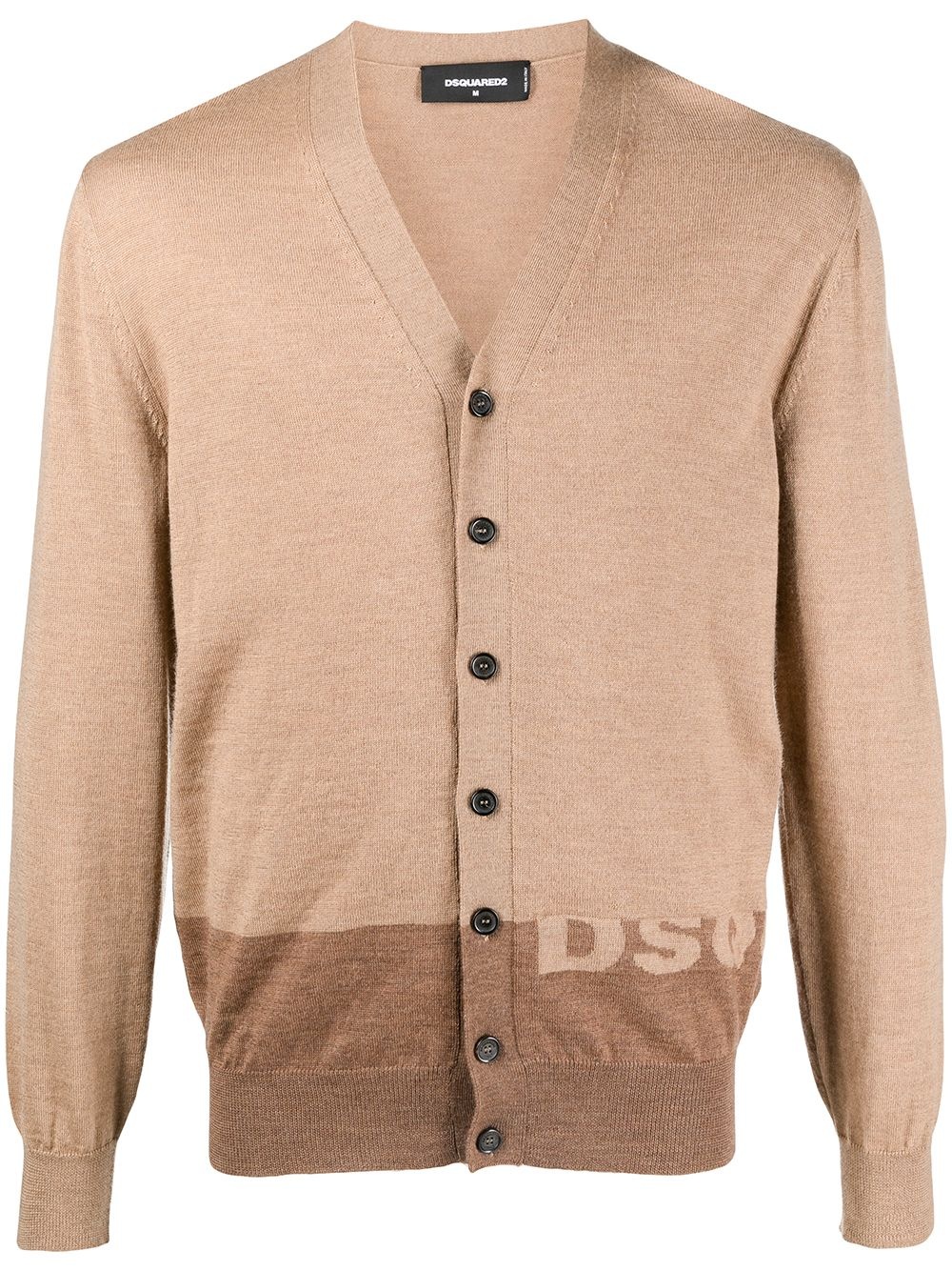 two-tone embossed logo cardigan - 1