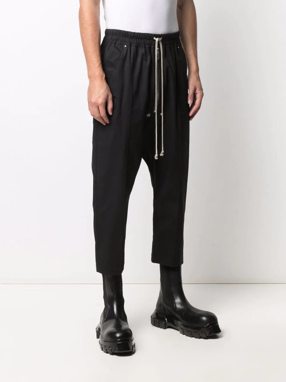 drawstring-fastening drop-crotch trousers - 3