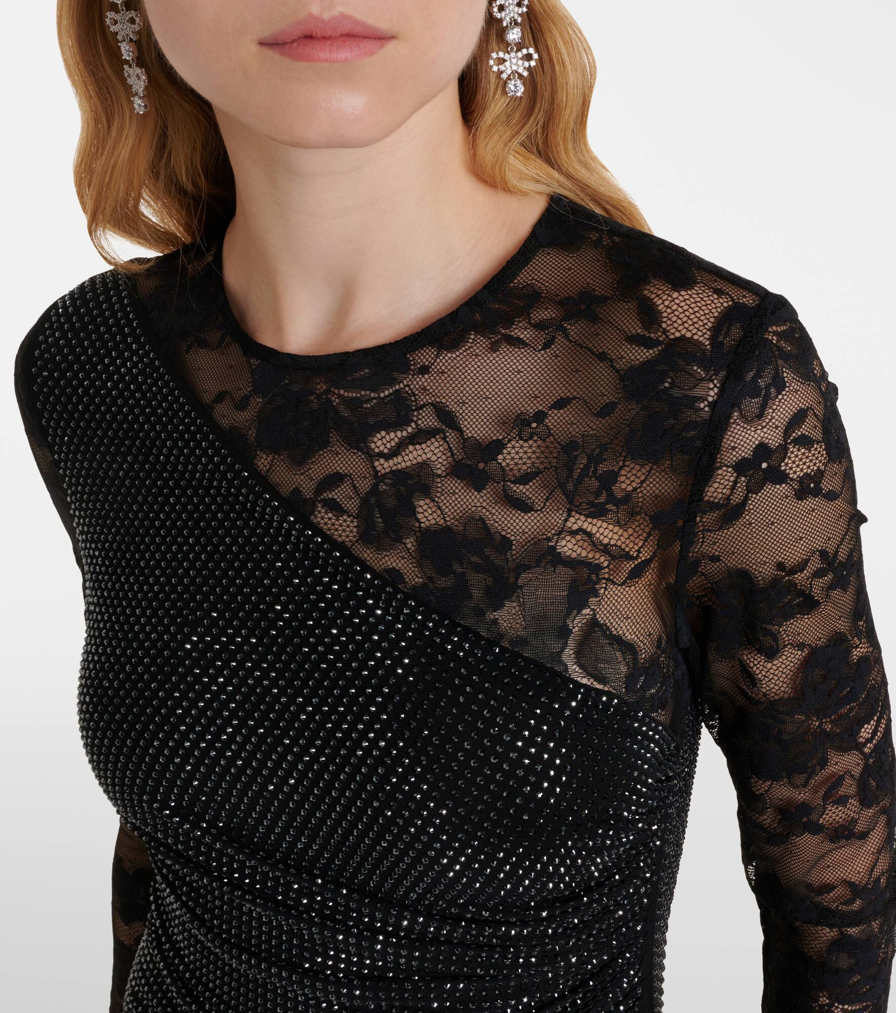 Rhinestone lace-trimmed gown - 4