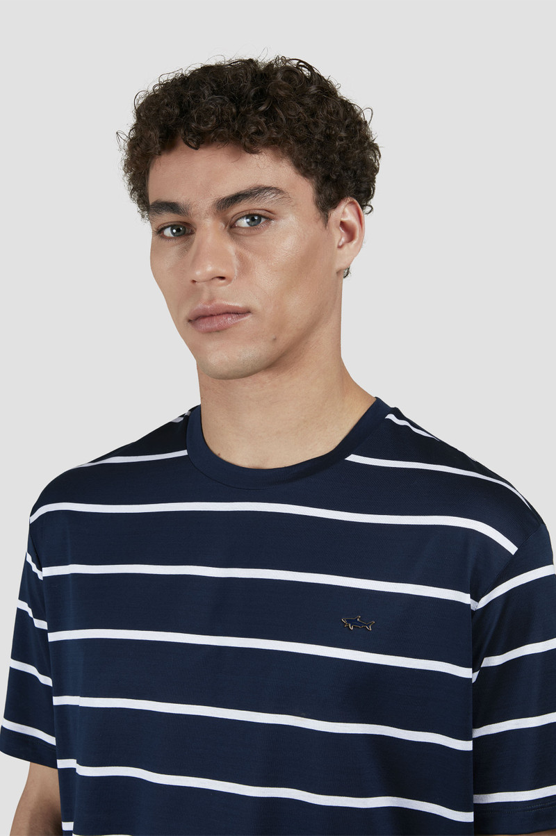 T-SHIRT IN PERLÉ COTTON WITH STRIPED PATTERN 4