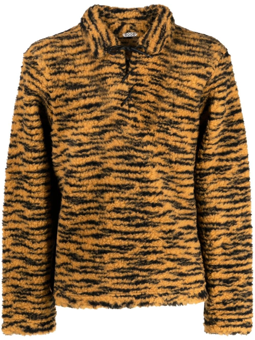 tiger-print lace-up jumper - 1