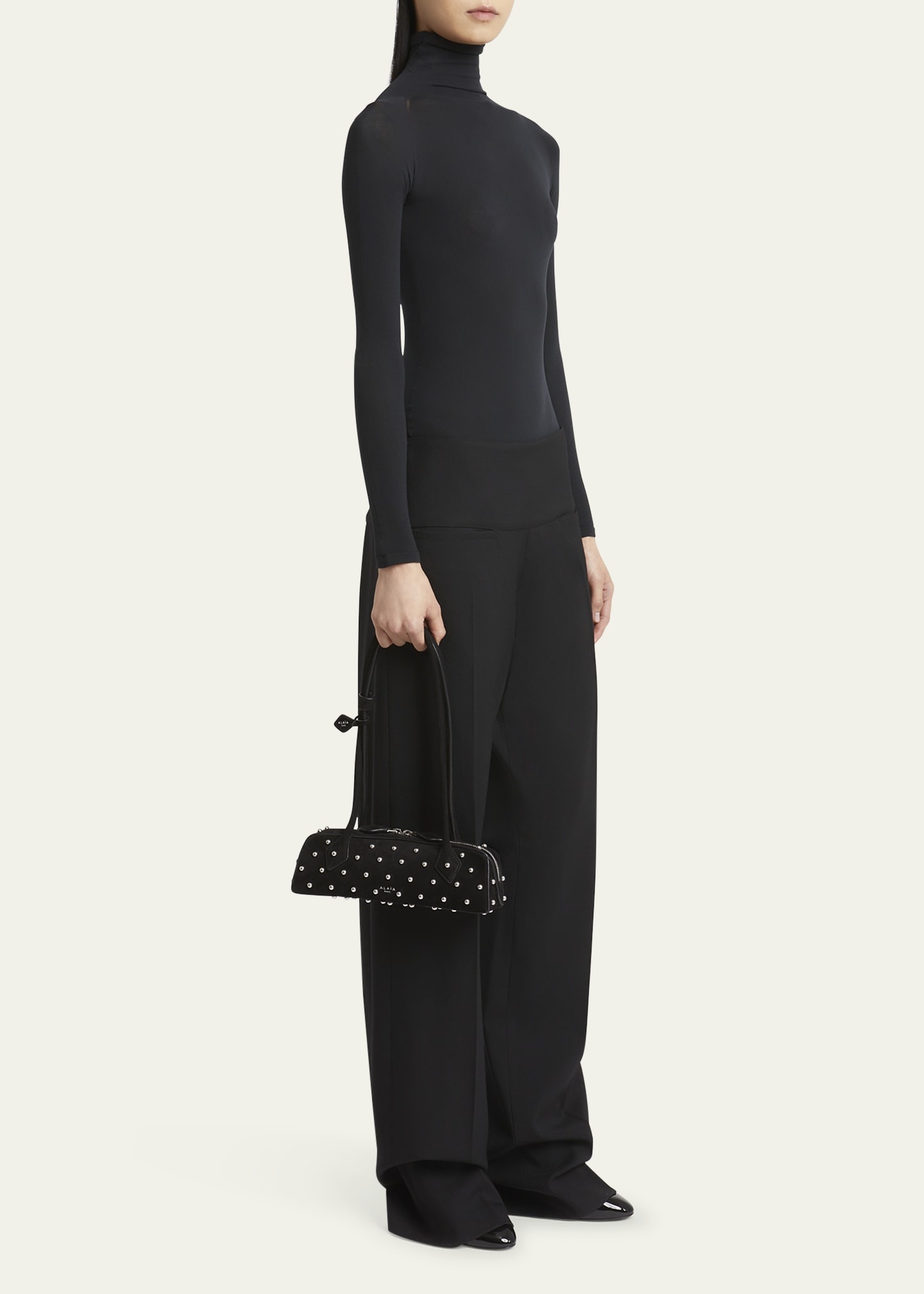 Le Teckel Small Shoulder Bag in Studded Suede - 6