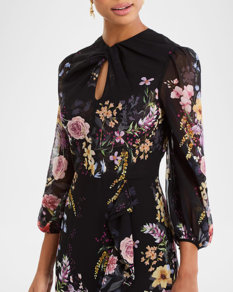 Ophelia Draped Floral-Print Chiffon Gown 5