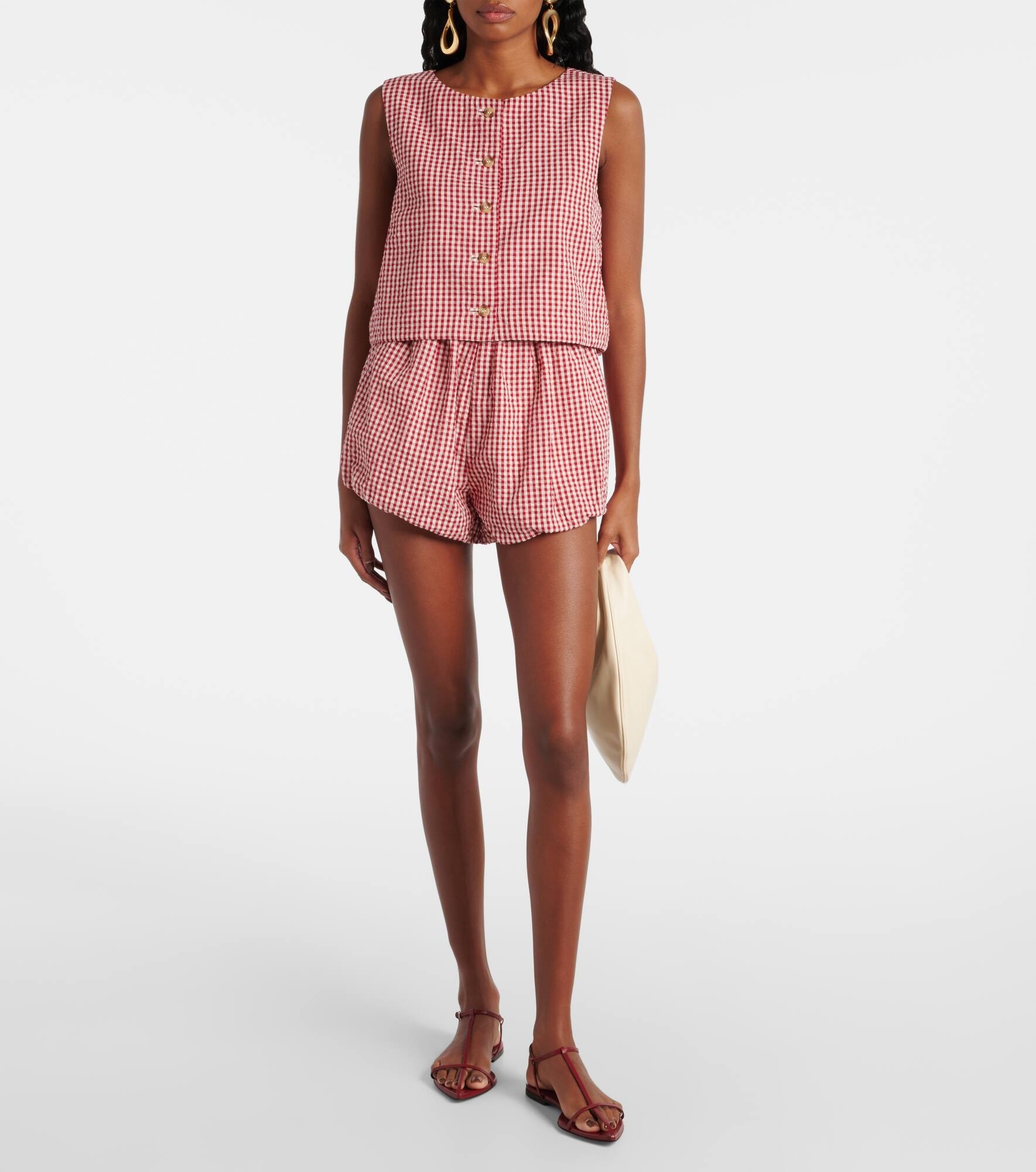 Aurelia gingham cotton shorts - 2