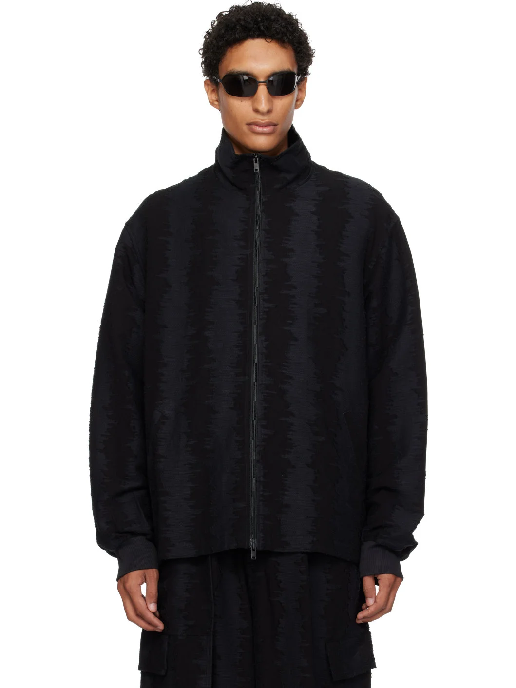 Black Deco Stitch Track Jacket - 1