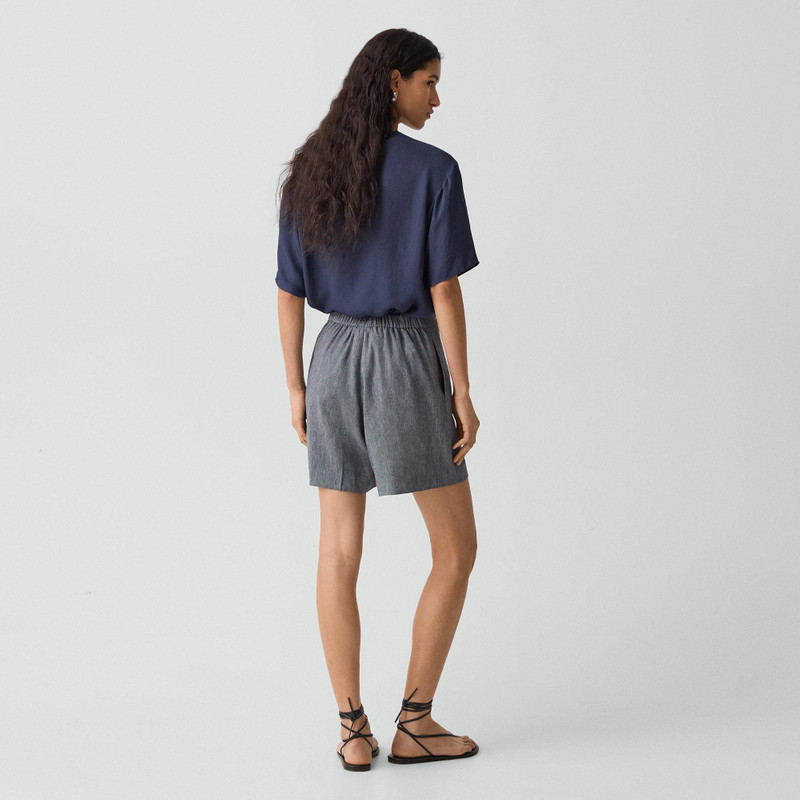 Theory Wide-Leg Pull-On Short in Fluid Linen outlook