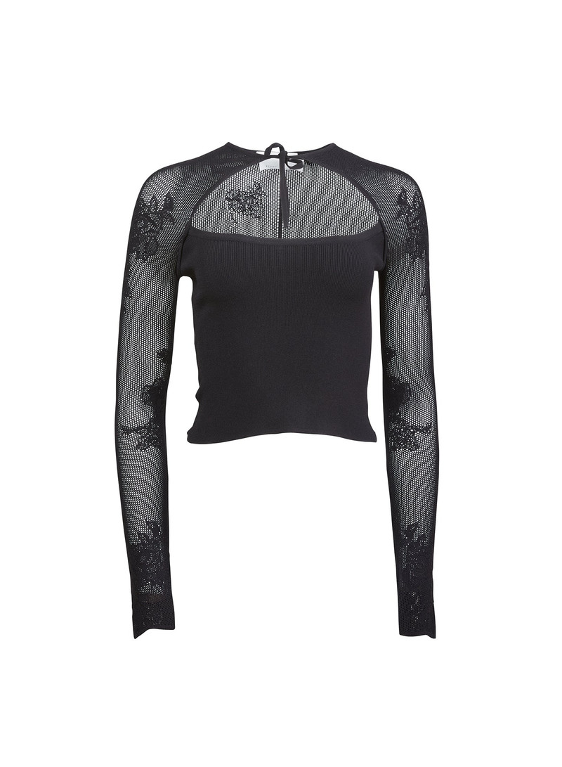 Lace Pointelle Decollette Top 3