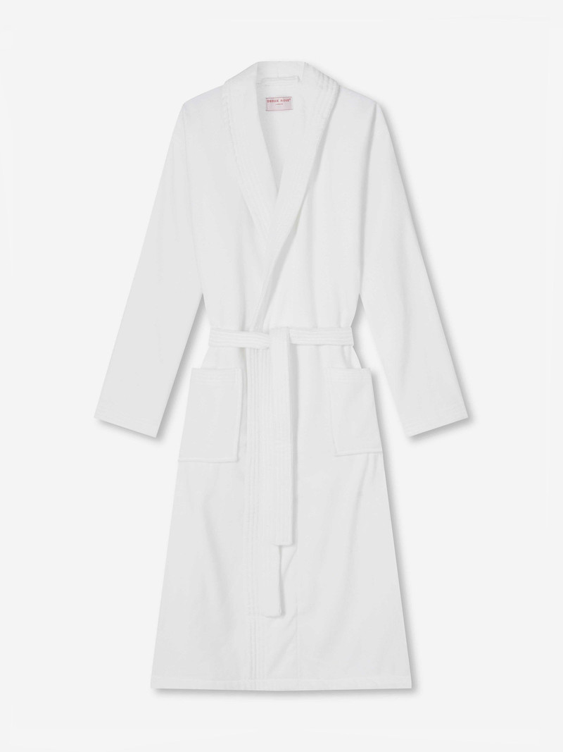Derek Rose Men's Bathrobe Triton 10 Terry Cotton White outlook