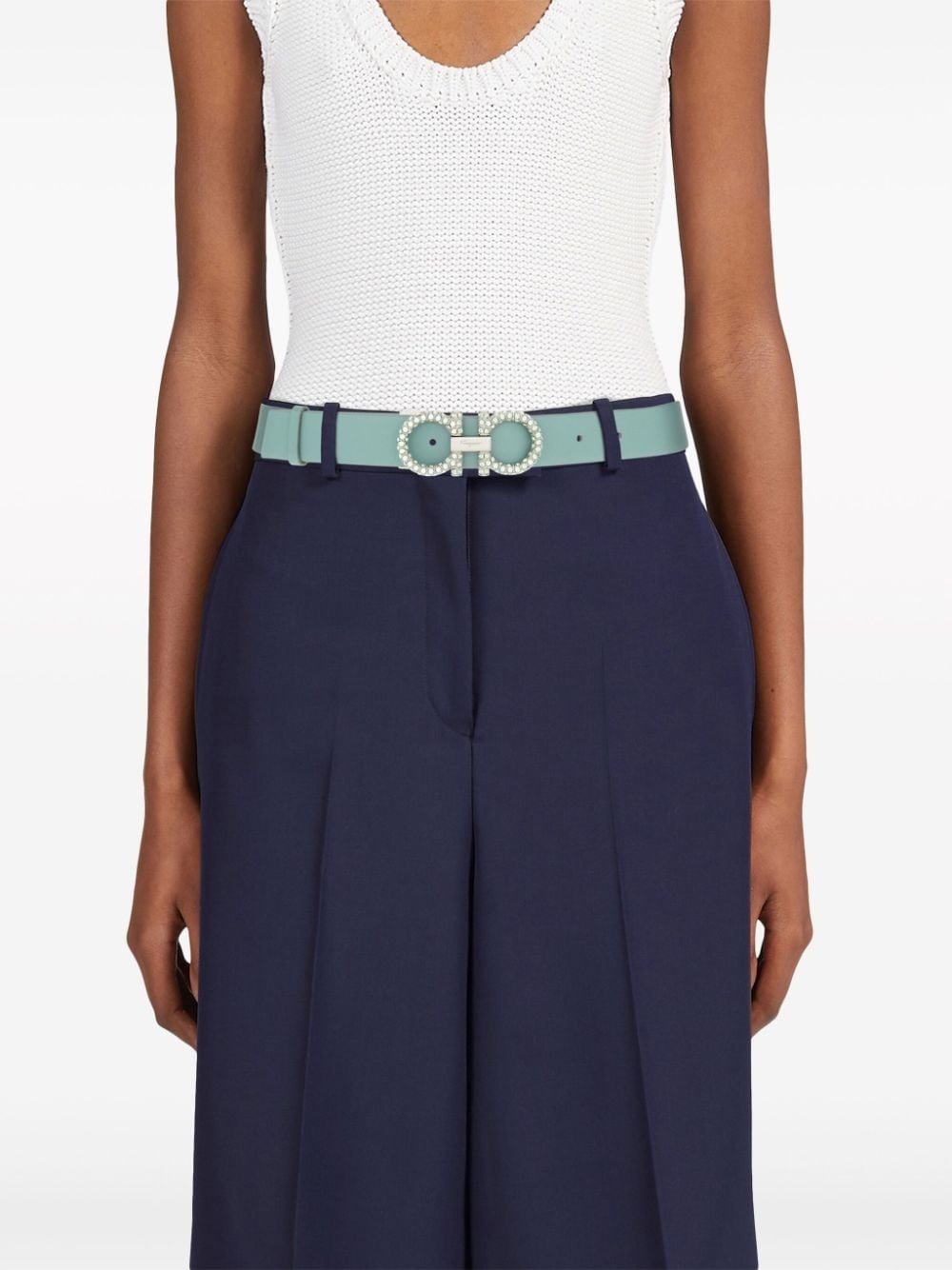 Gancini-buckle leather belt - 4