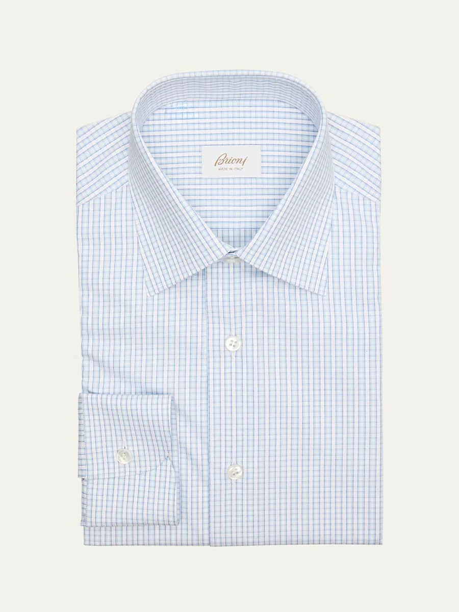 Men's Cotton Petite Grid Check Dress Shirt - 1