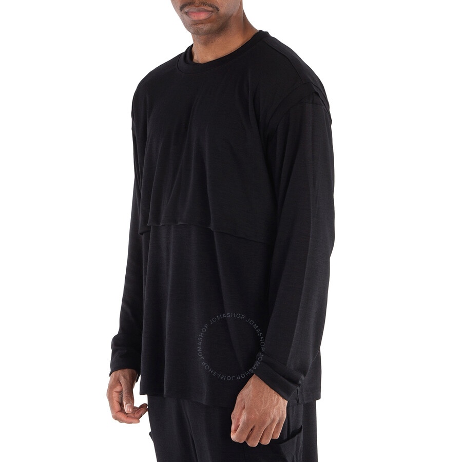 Viridi-Anne - Viridi-Anne Men's Black Wool Jersey Layerd T-Shirt - 2