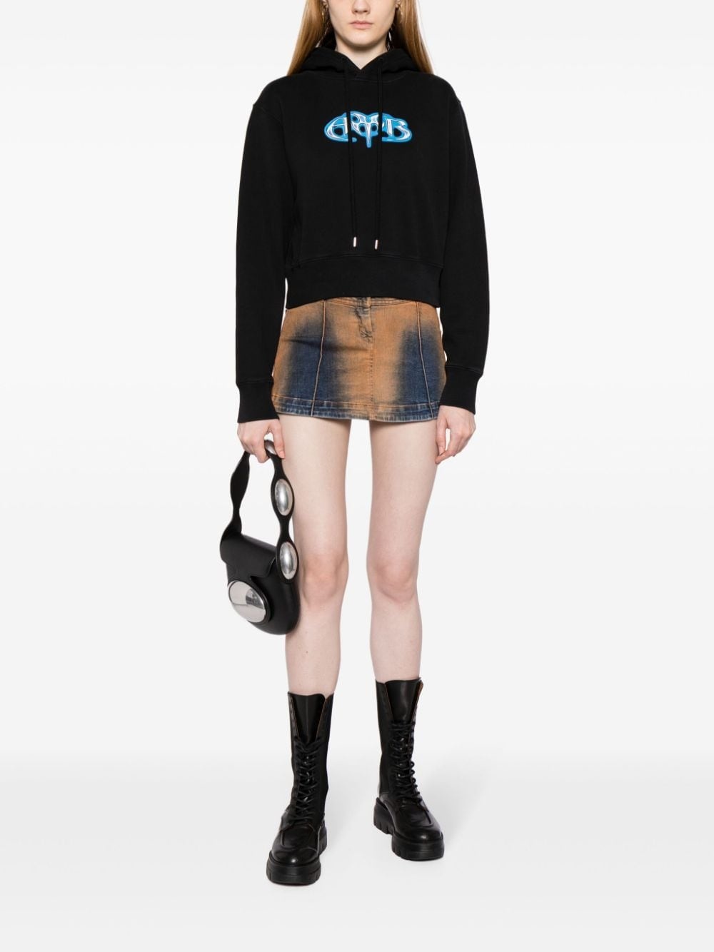 logo-print cotton hoodie - 2