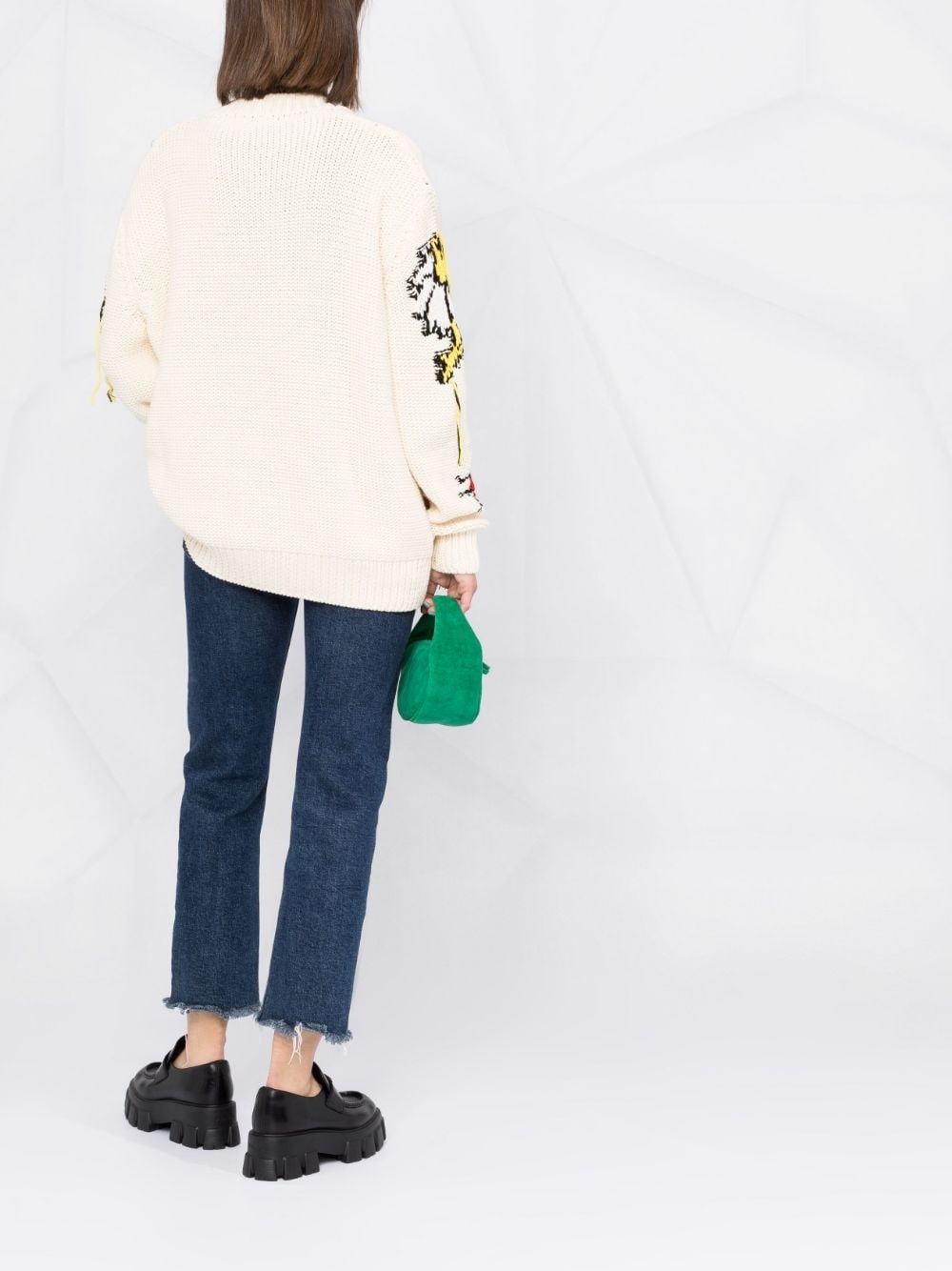 fringed intarsia cardigan - 6