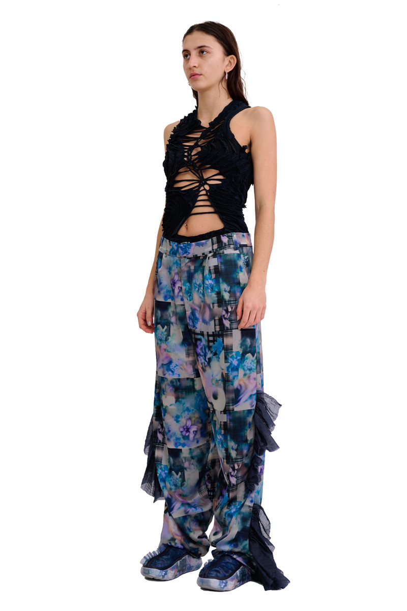 NAVY GARDEN BLUR DANTE RUFFLE TROUSER 6