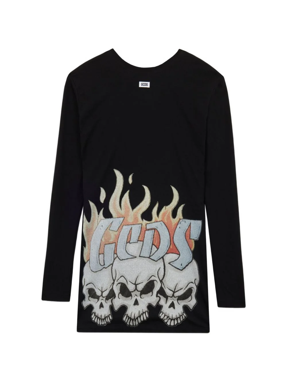 skull-print long-sleeve mini dress - 1