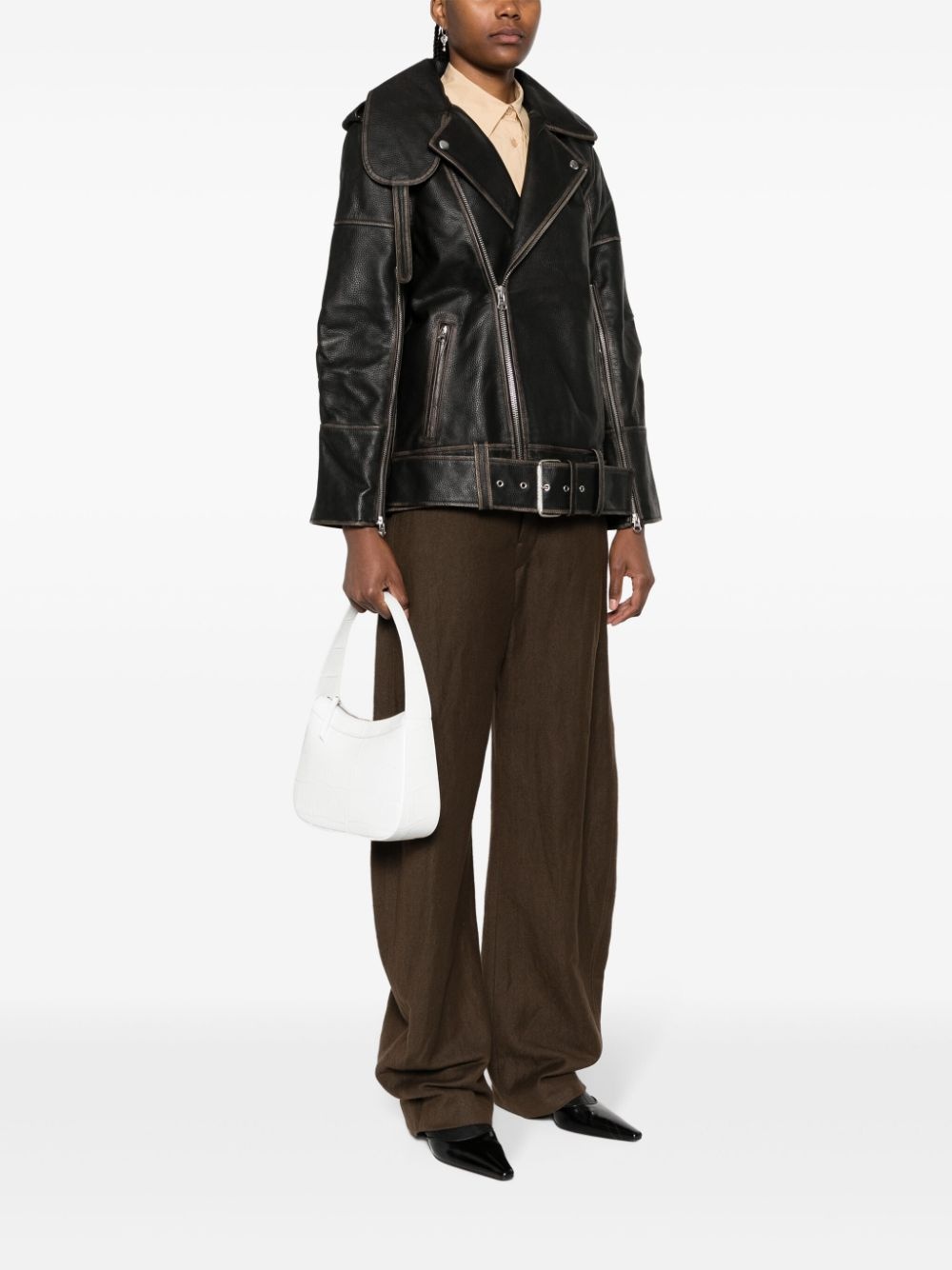 BY FAR Kiki croc-embossed leather shoulder bag farfetch REVERSIBLE