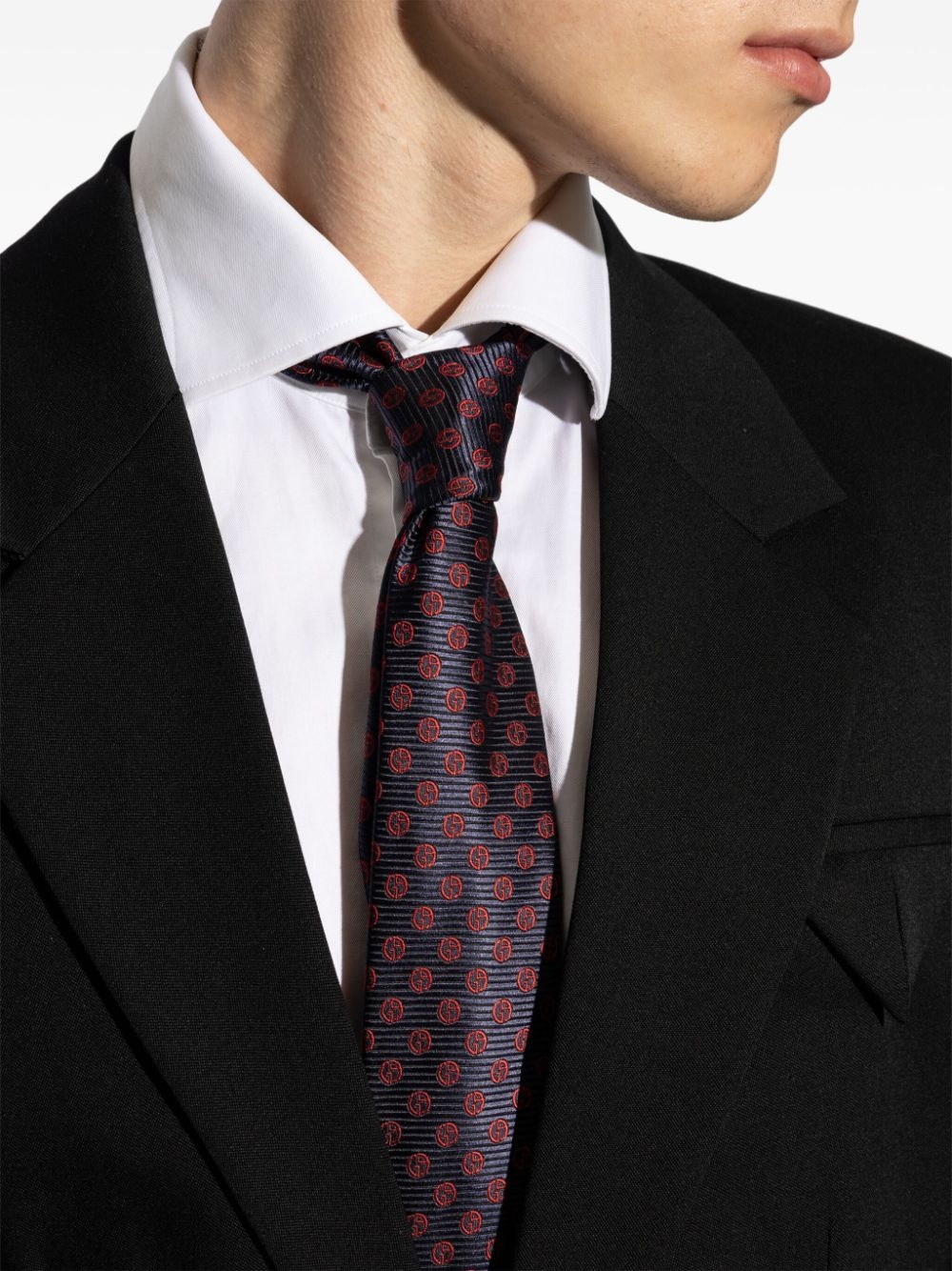 monogram-pattern silk tie - 4