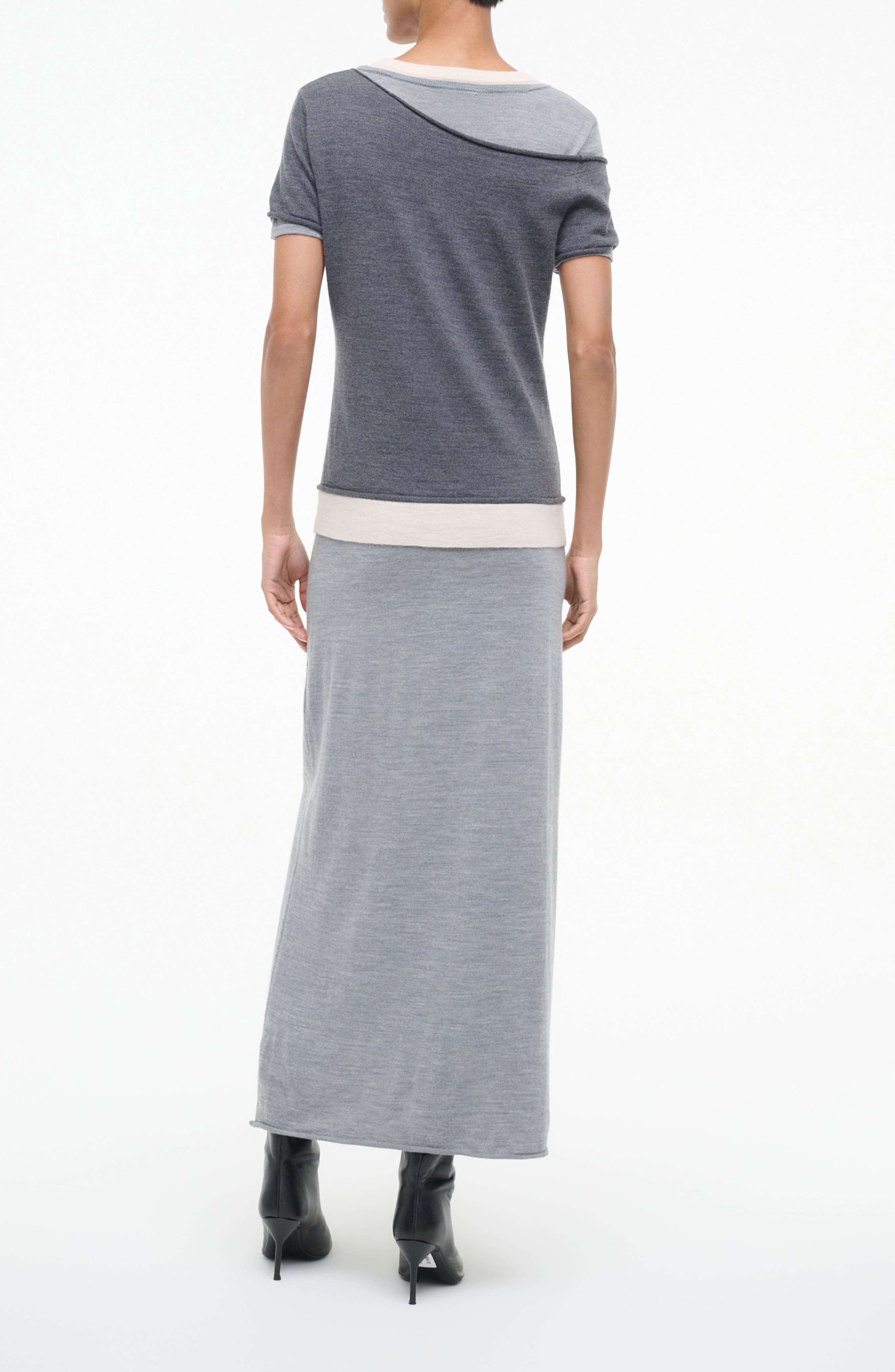 STAUD Lyric Layered Wool Blend Maxi Dress in Heather Grey Multi at Nordstrom - 2