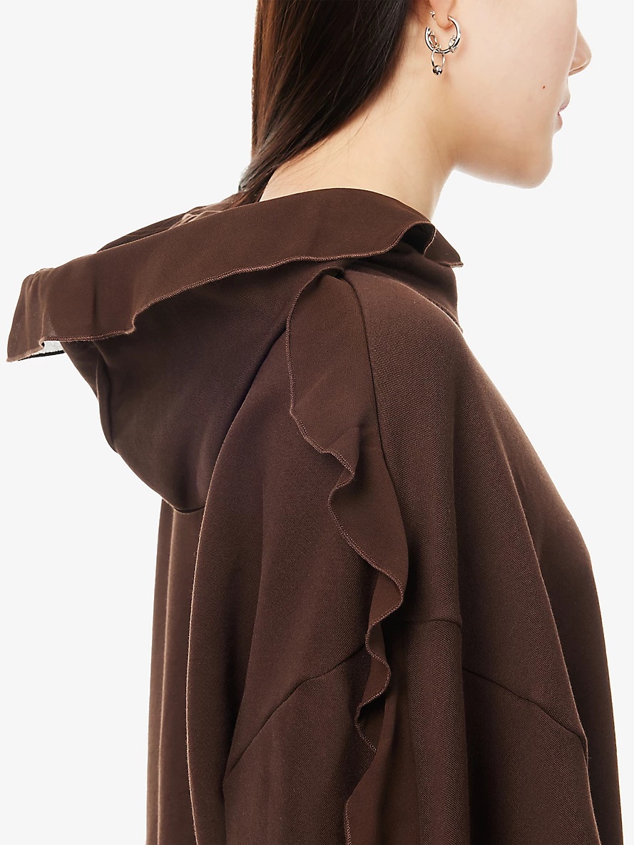 Crepe-panel dropped-shoulder cotton-jersey hoody - 5
