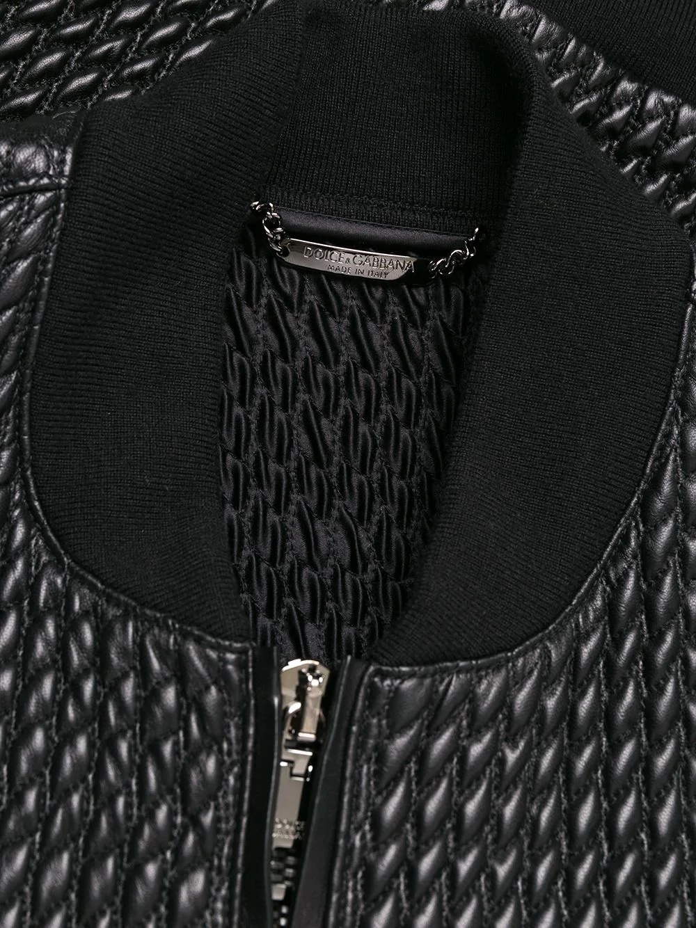 textured leather bomber jacket - 6