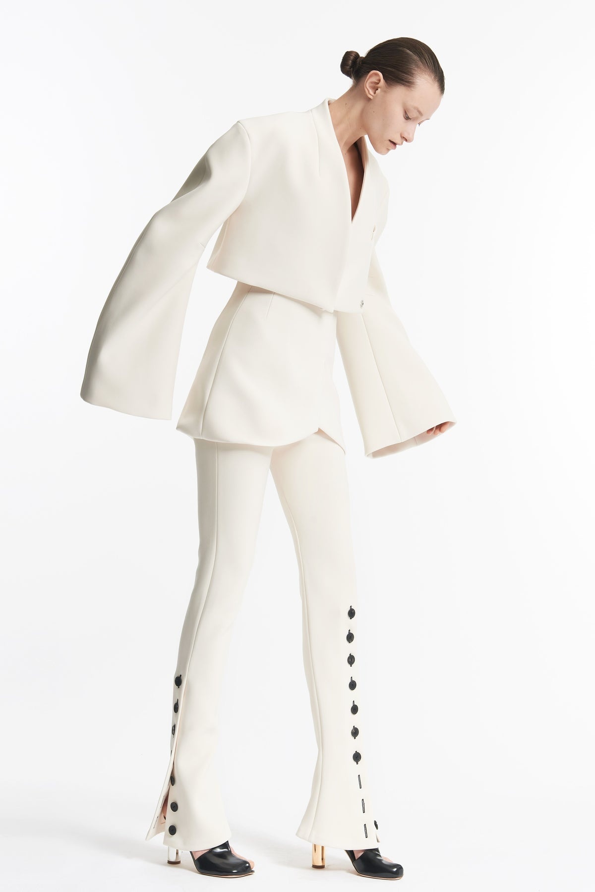 ROUNDED SLEEVE CROPPED JACKET IVORY - 7