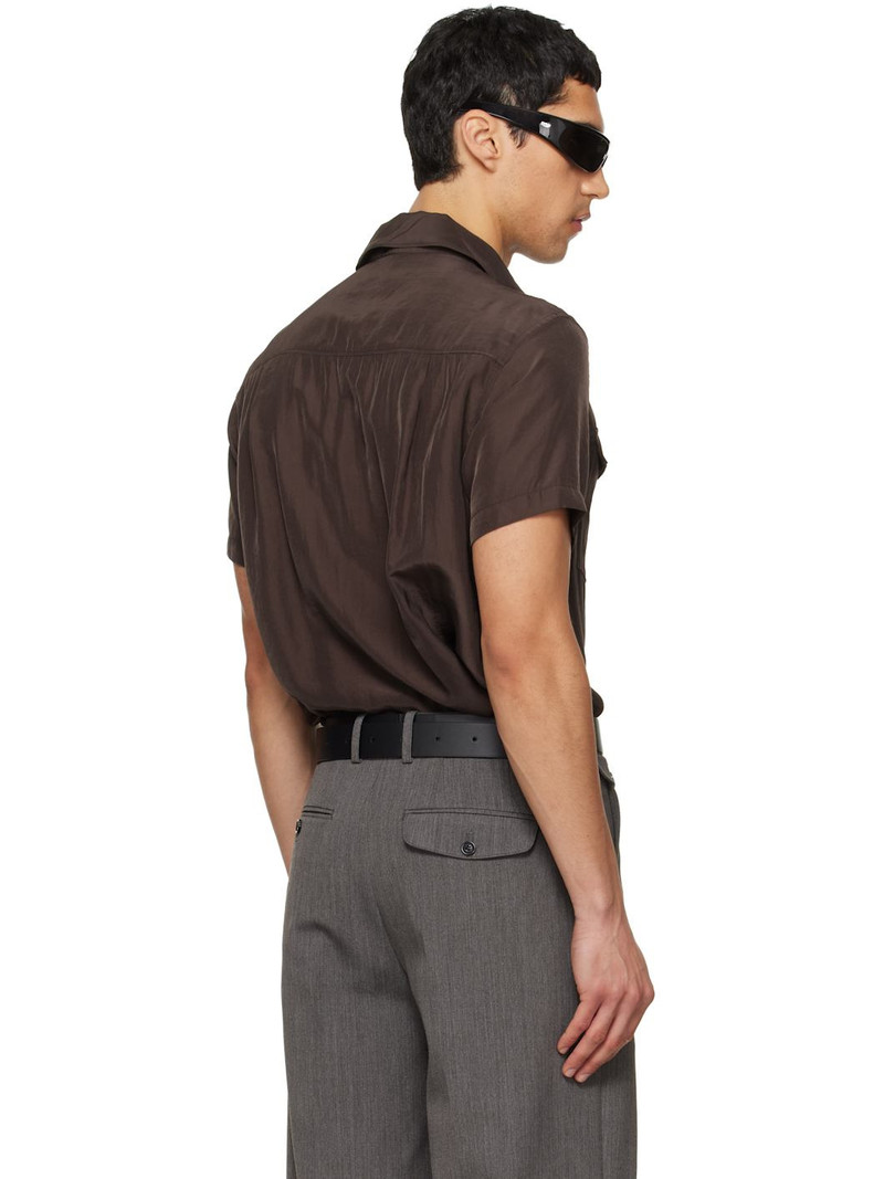 Brown Washed Rayon Pearl Snap Shirt 3