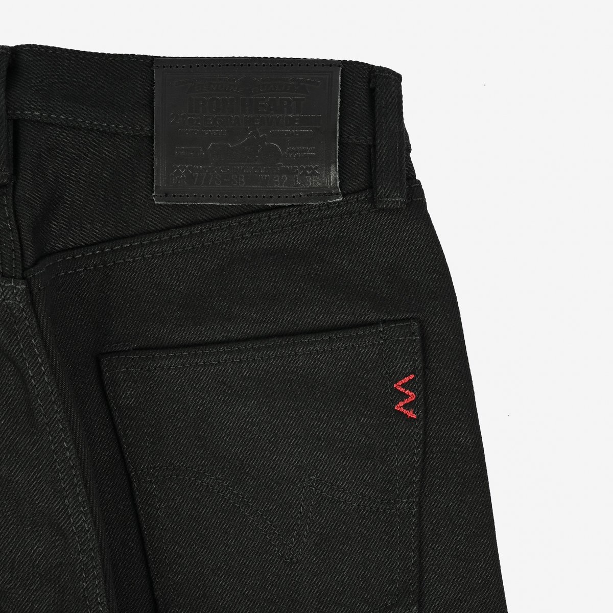 IH-777S-SB 21oz Selvedge Denim Slim Tapered Cut Jeans - Superblack Non-Fade - 7
