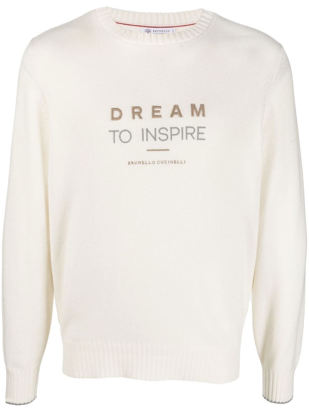 cashmere embroidered-slogan jumper - 1