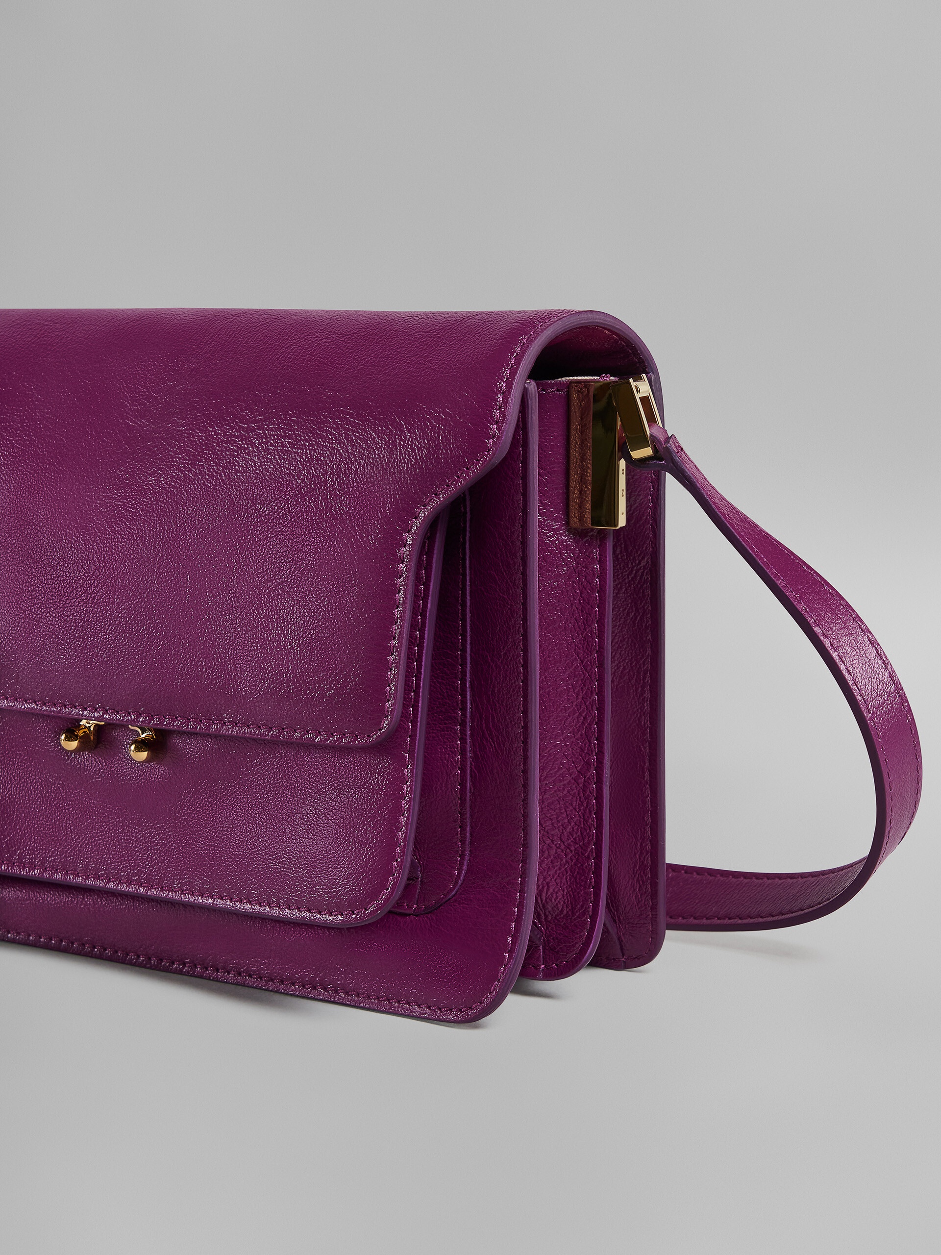 TRUNK SOFT MEDIUM BAG IN PURPLE LEATHER - 4